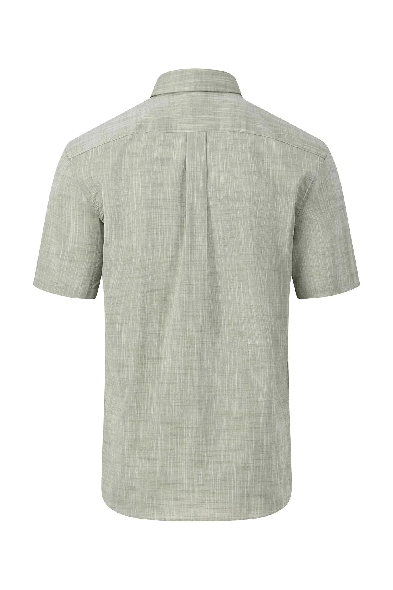 Plain Cotton Slub Solid Short Sleeve Shirt - Dusty Olive - Image 2