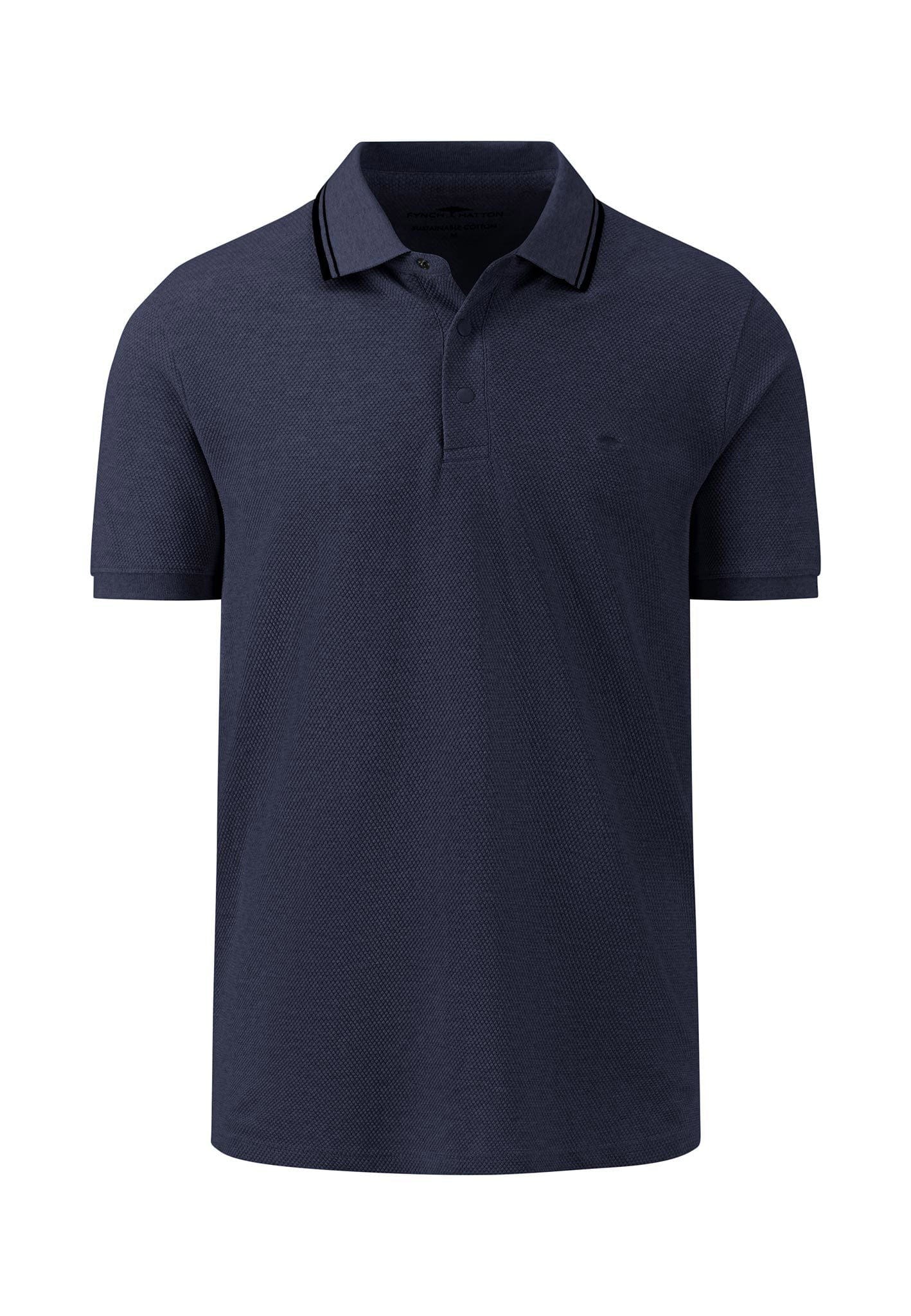 Popcorn Structure Polo Shirt - Navy