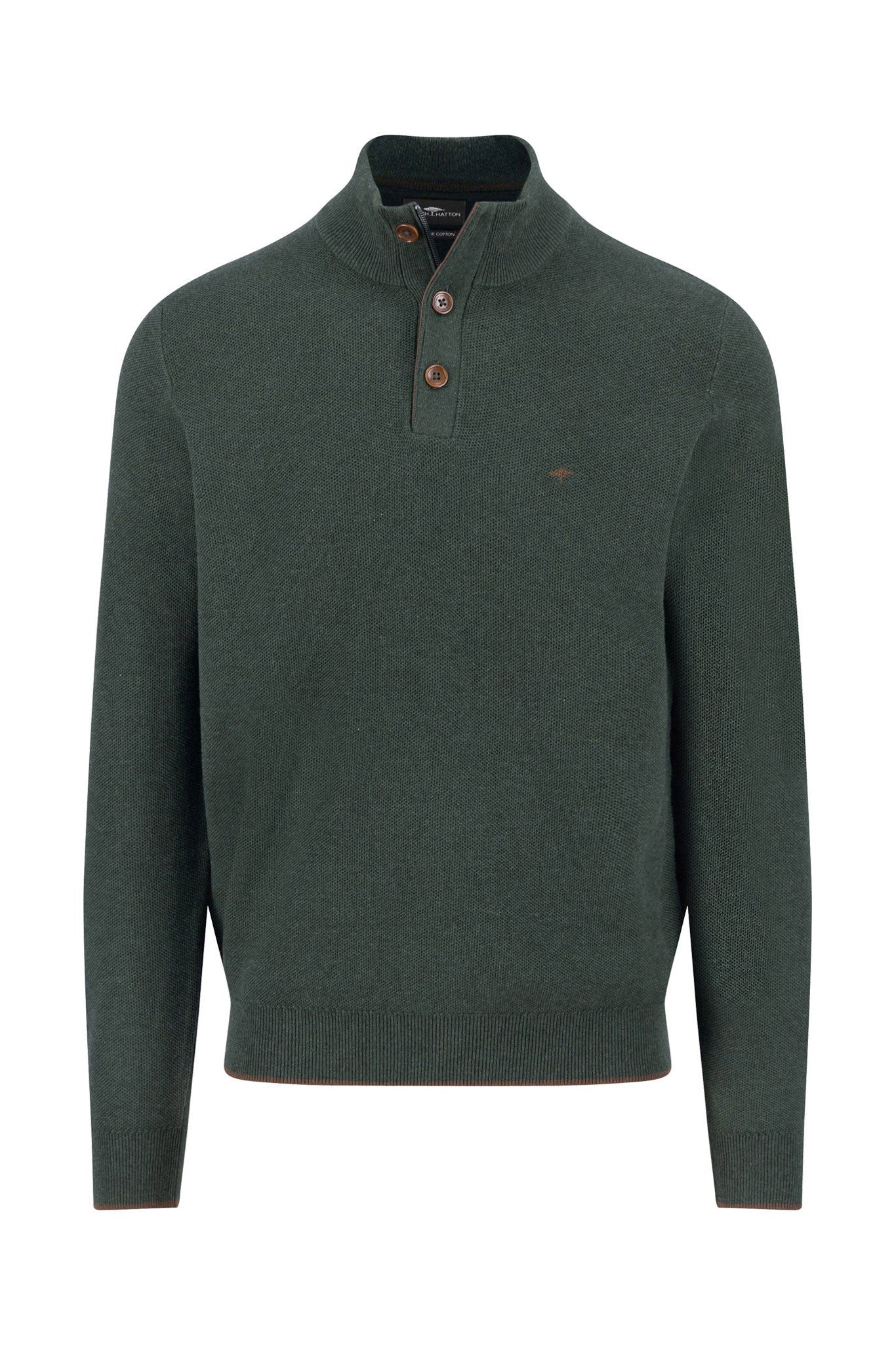 Quarter Button Knit Jumper - Dark Ivy