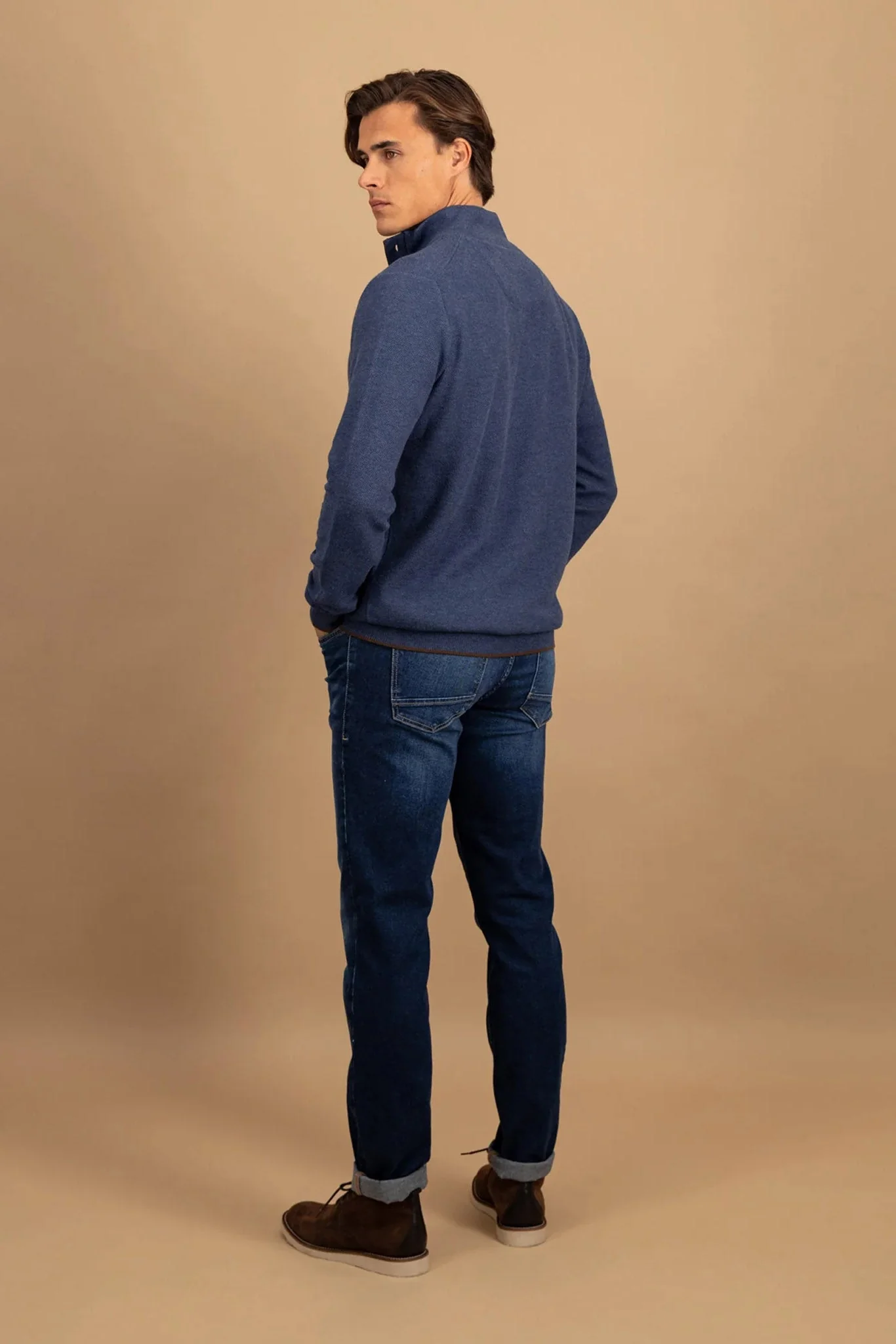 Quarter Button Knit Jumper - Night - Image 4
