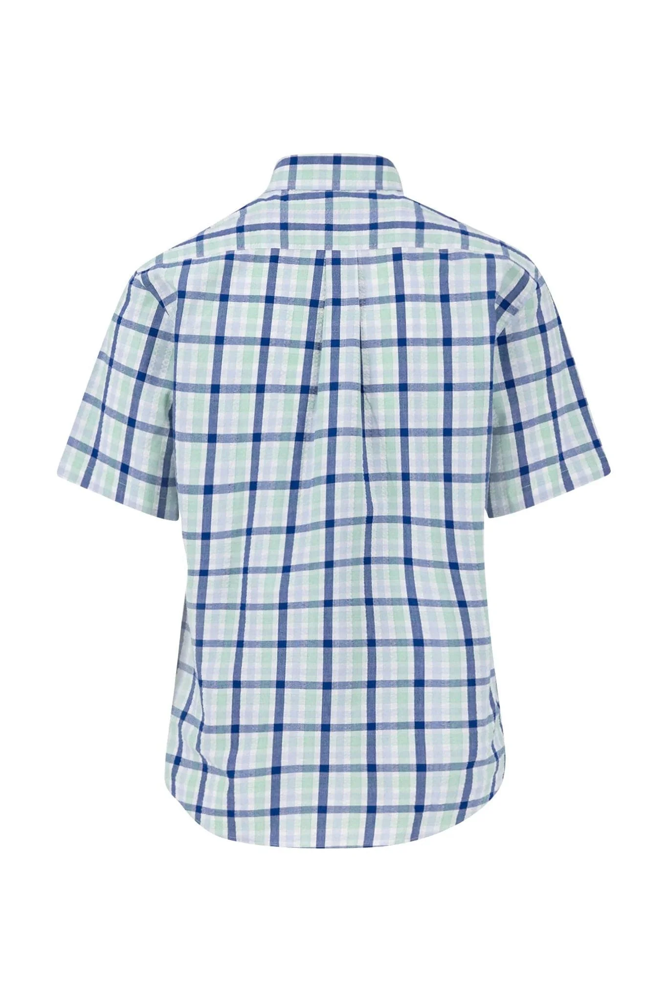 Seersucker Short Sleeve Check Shirt - Turf Green - Image 2