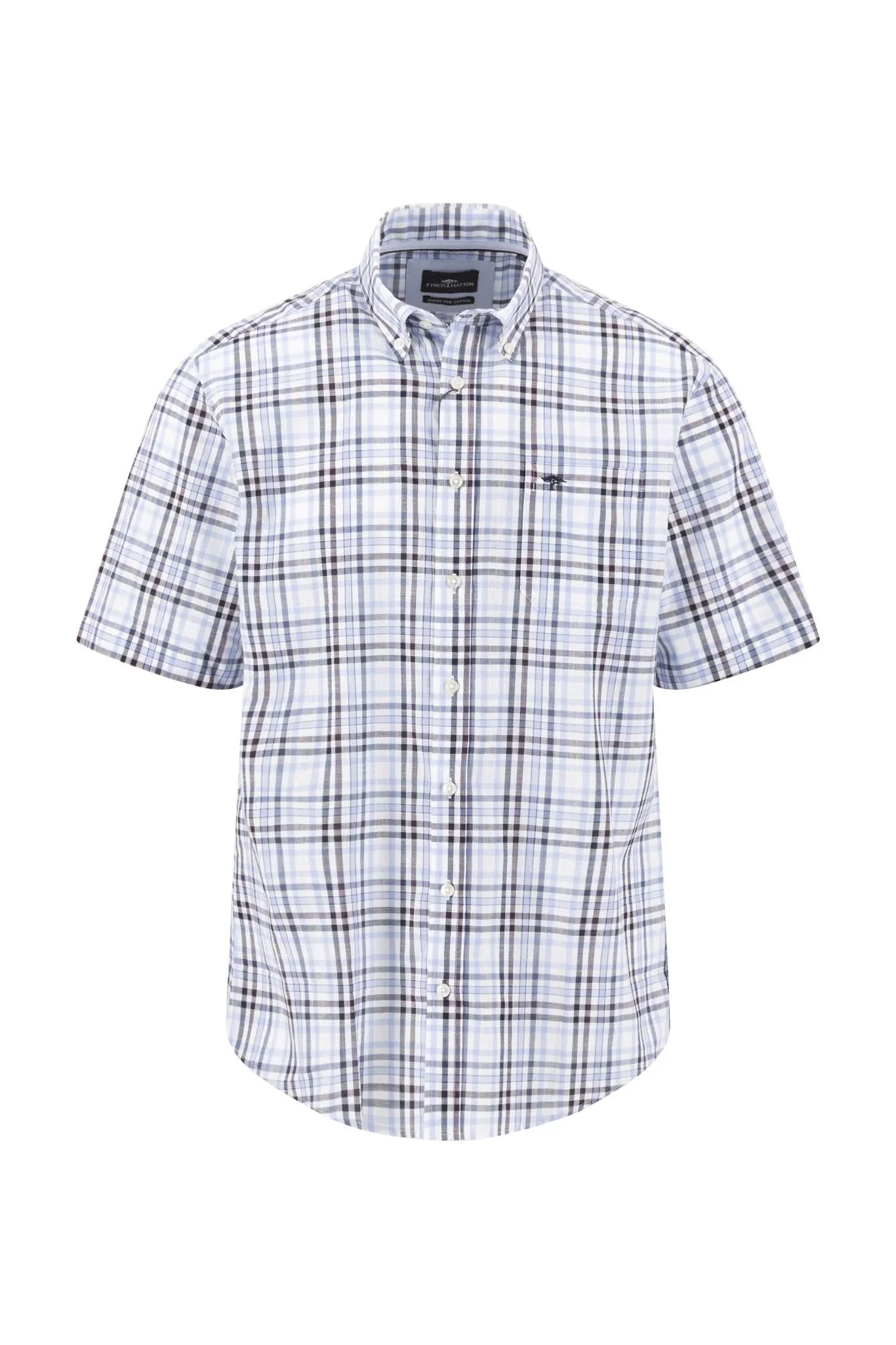 Short Sleeve Cotton Slub Check Shirt - Aubergine