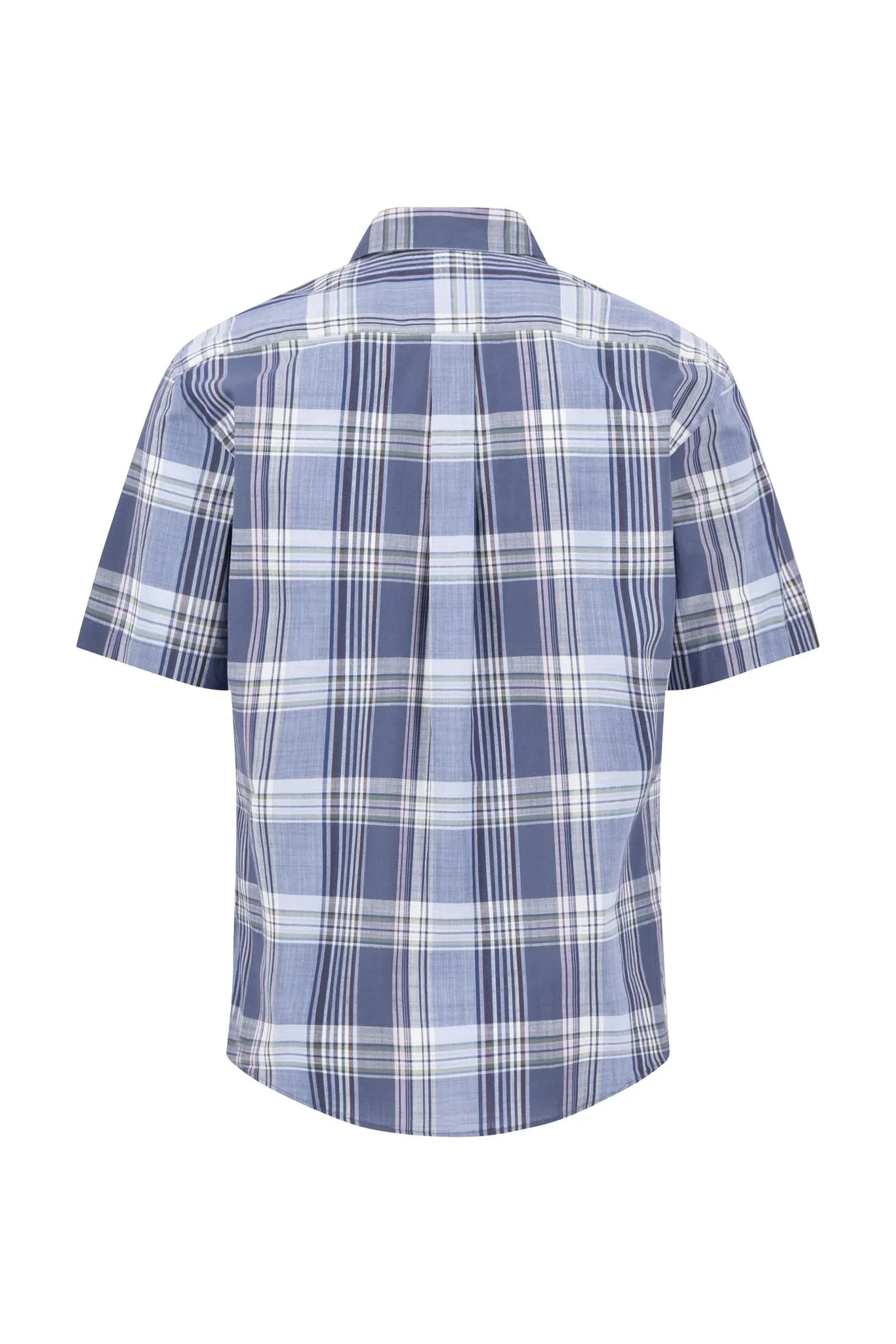 Short Sleeve Cotton Slub Check Shirt - Horizon - Image 2