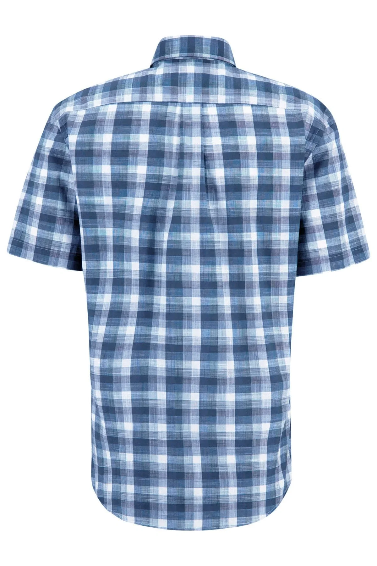 Slub Check Short Sleeve Shirt - Navy - Image 2