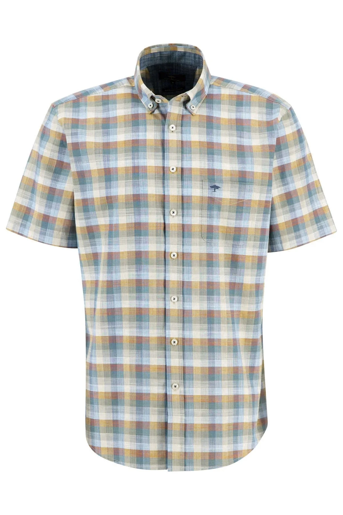 Slub Check Short Sleeve Shirt - Tangerine