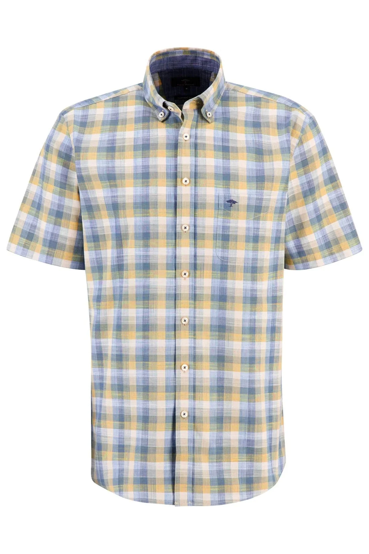 Summer Slub Check Short Sleeve Shirt - Soft Sun