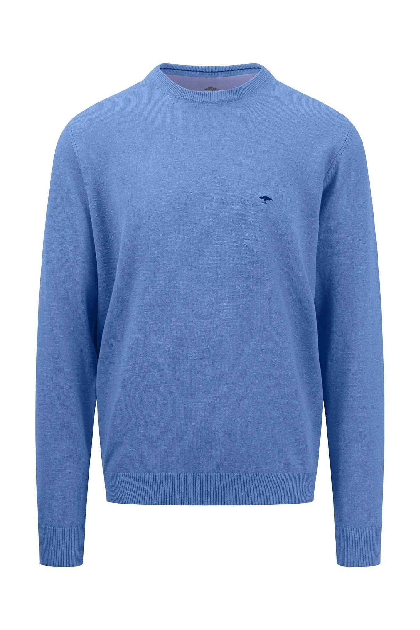 Superfine Cotton Crew Neck Jumper - Crystal Blue