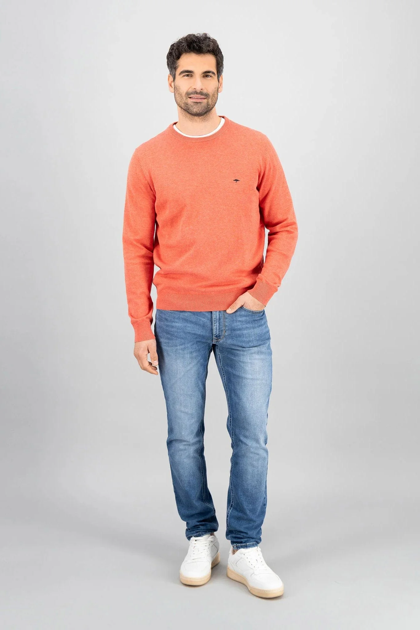 Superfine Cotton Crew Neck Jumper - Orient Red - Image 4