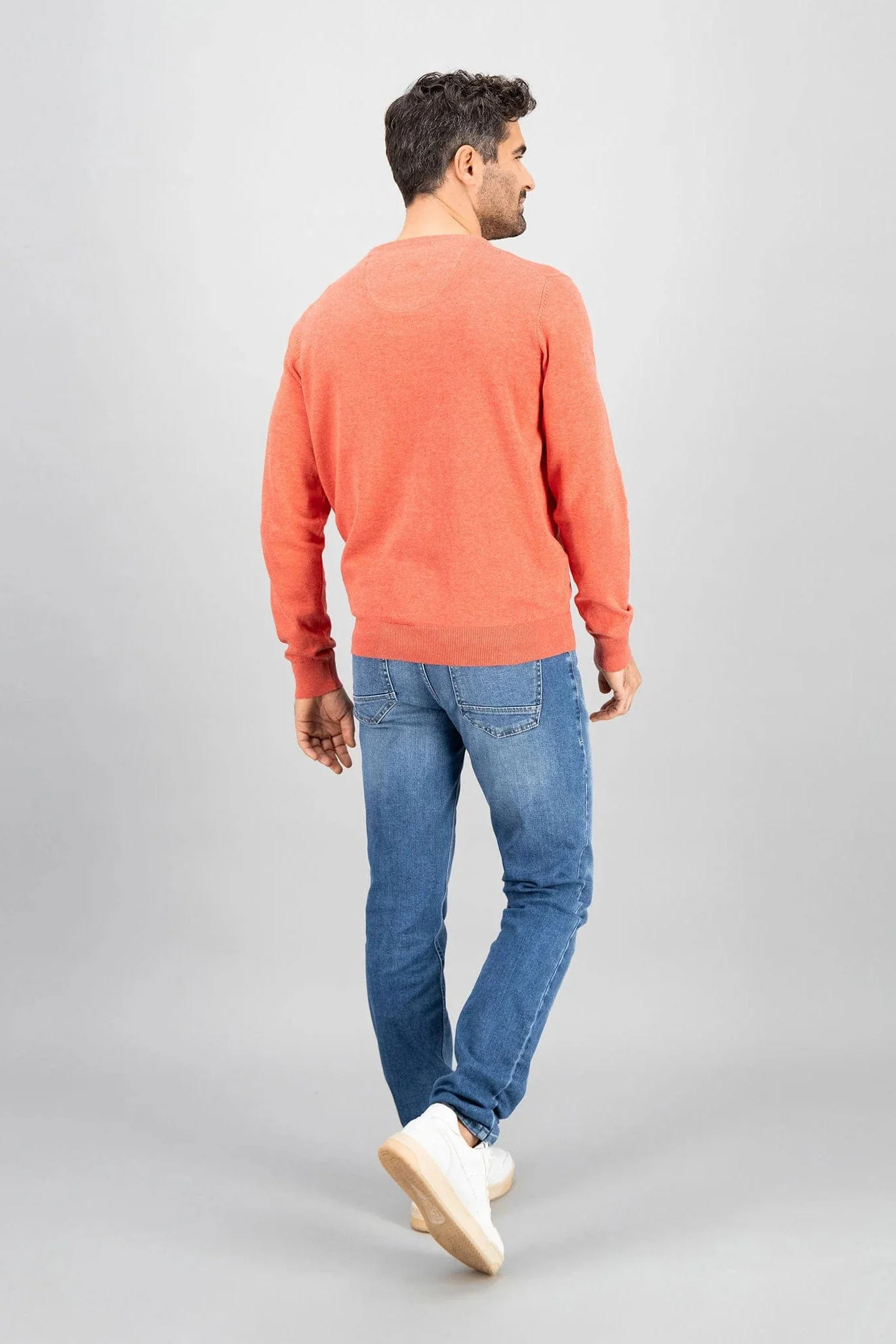Superfine Cotton Crew Neck Jumper - Orient Red - Image 5