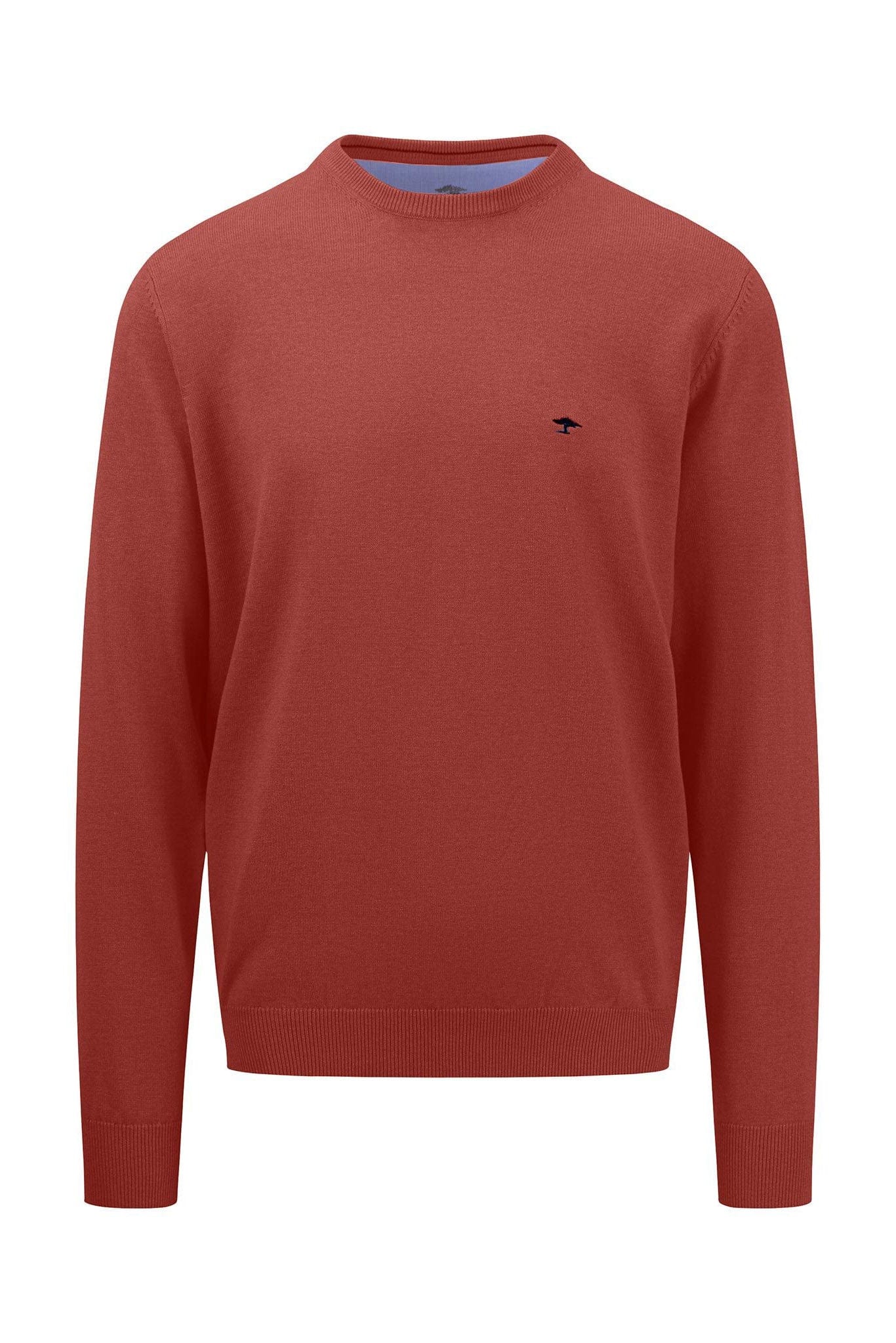 Superfine Cotton Crew Neck Jumper - Rust