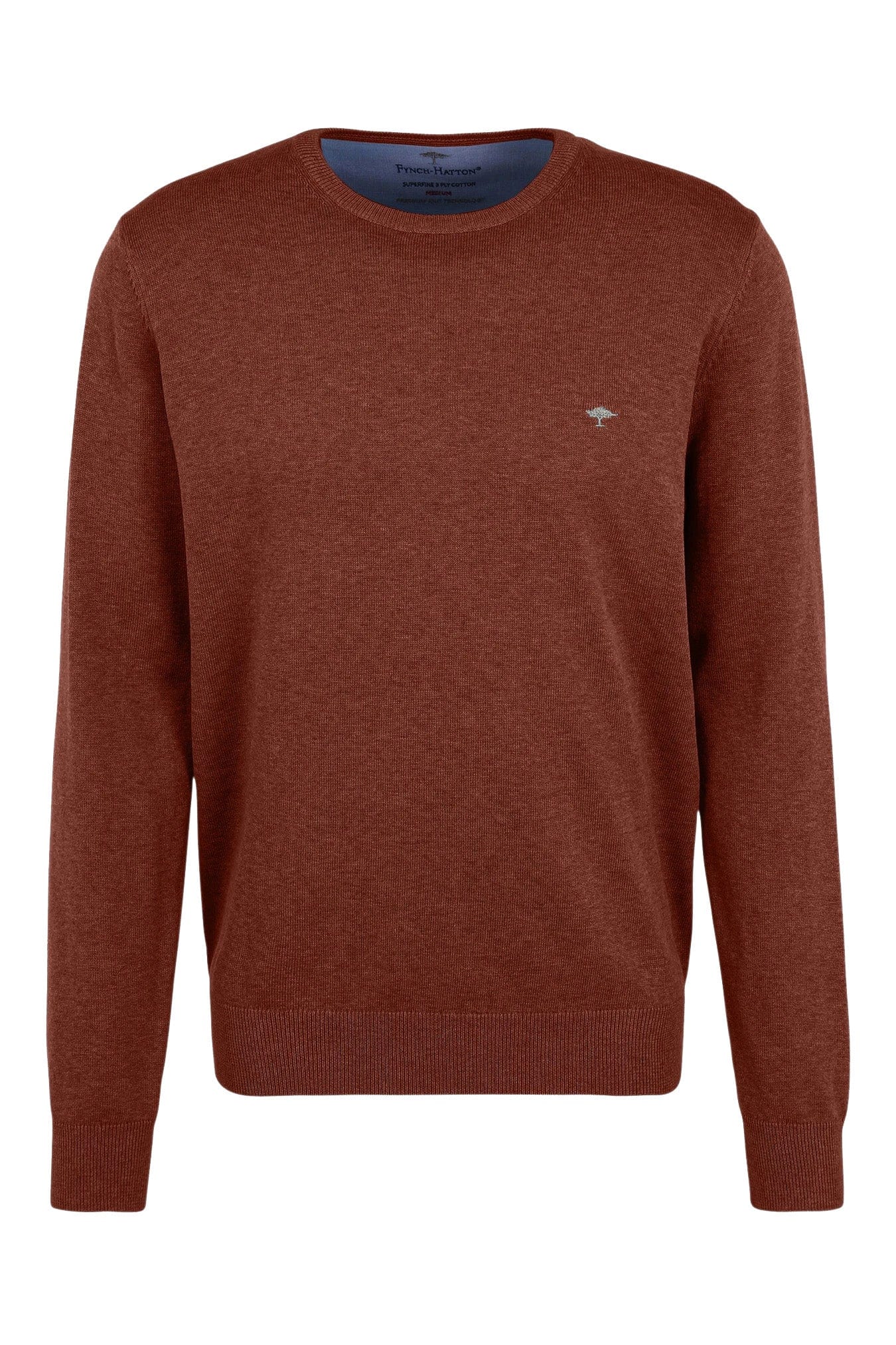 Superfine Cotton Crew Neck Jumper - Terracotta