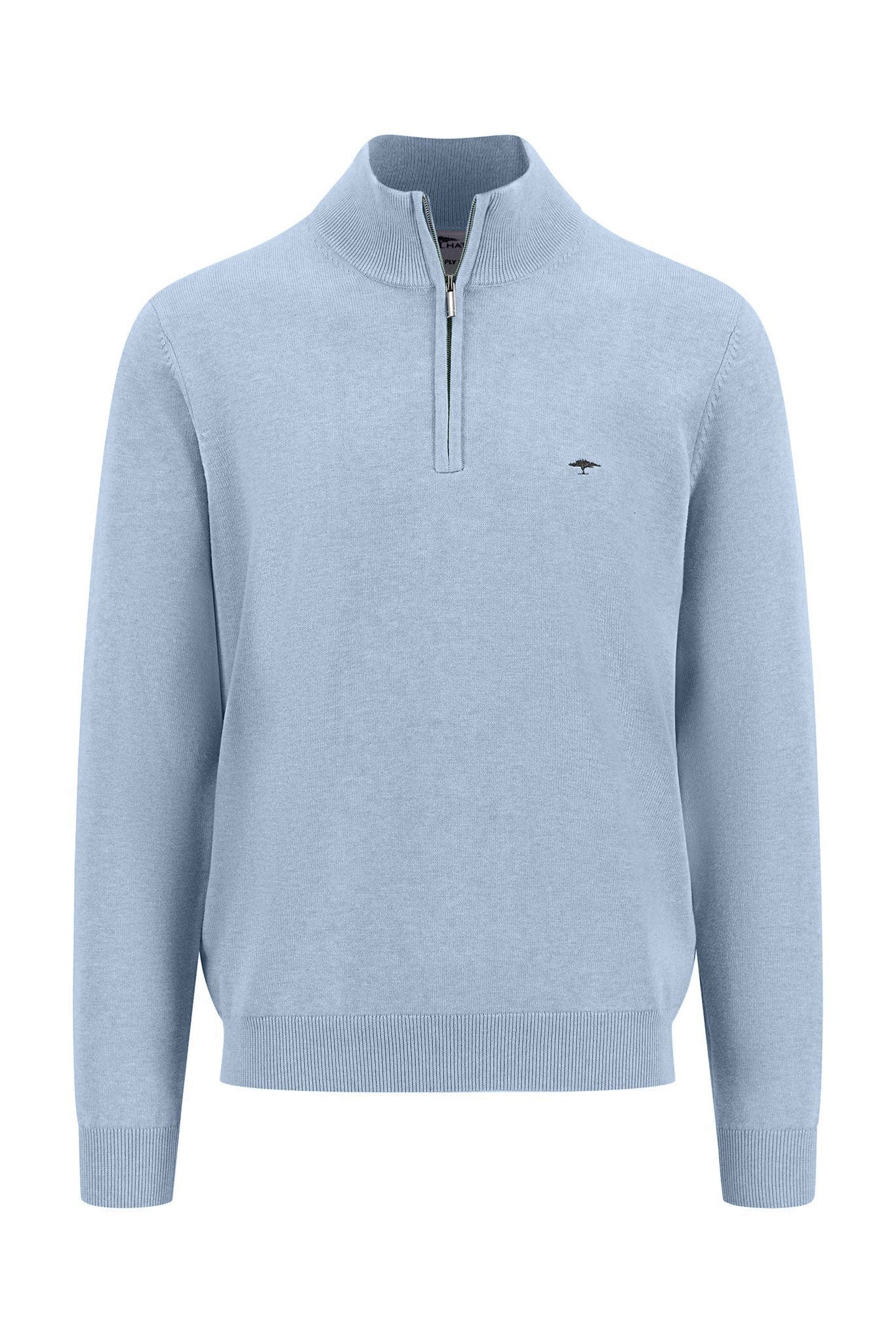 Superfine Cotton Quarter Zip Jumper - Summer Breeze