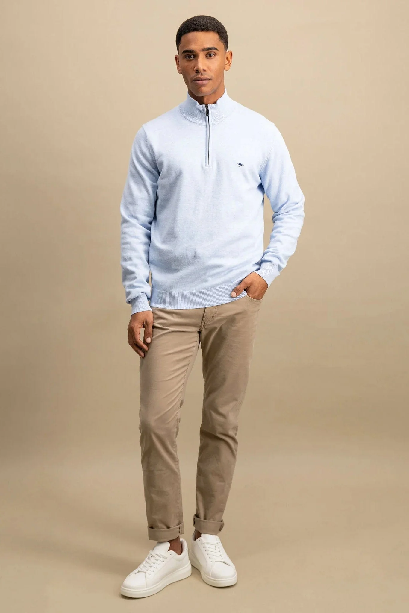 Superfine Cotton Quarter Zip Jumper - Summer Breeze - Image 2