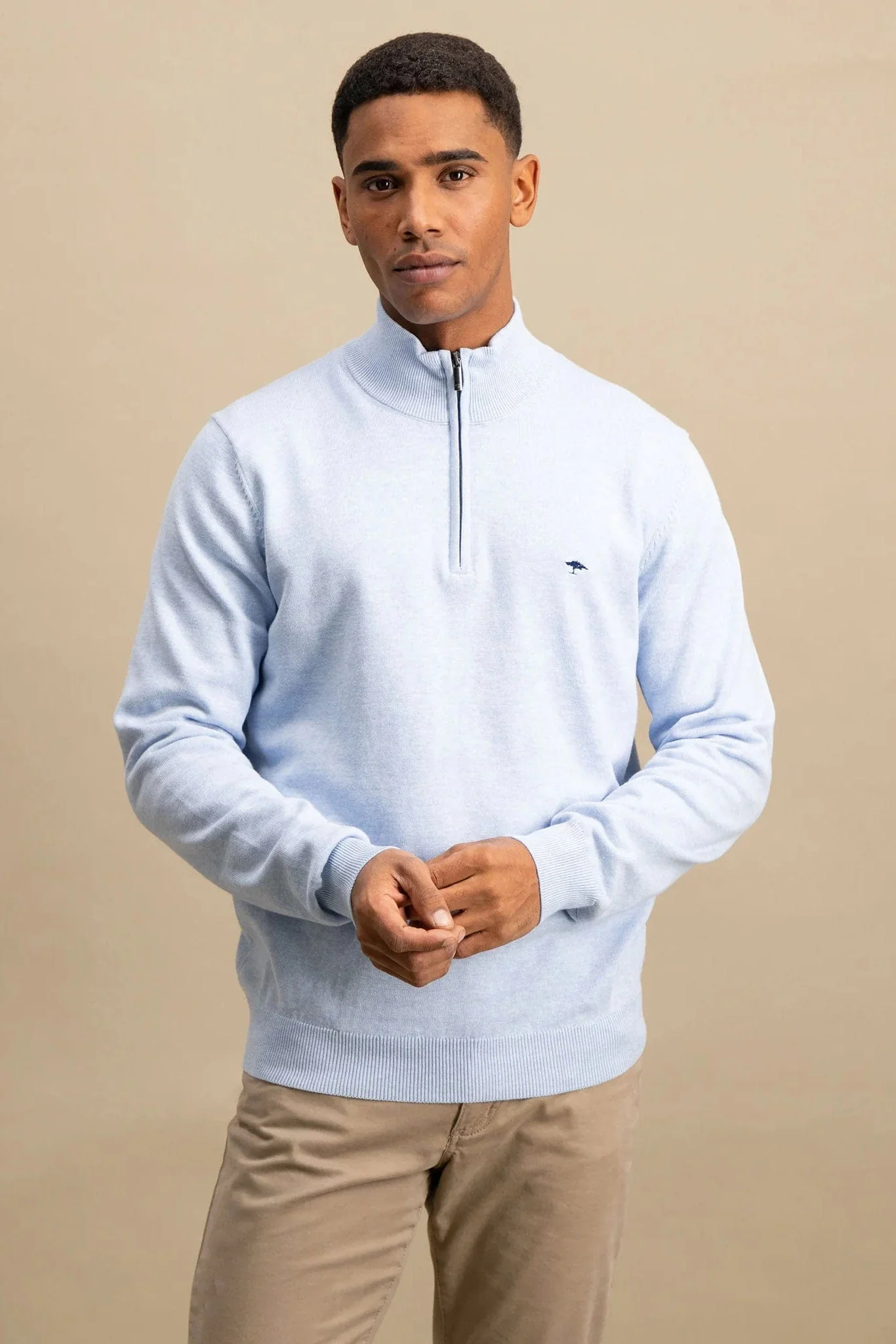 Superfine Cotton Quarter Zip Jumper - Summer Breeze - Image 5