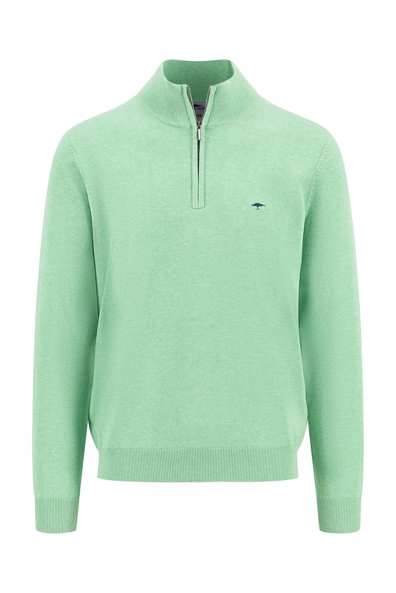 Superfine Cotton Quarter Zip Jumper - Turf Green