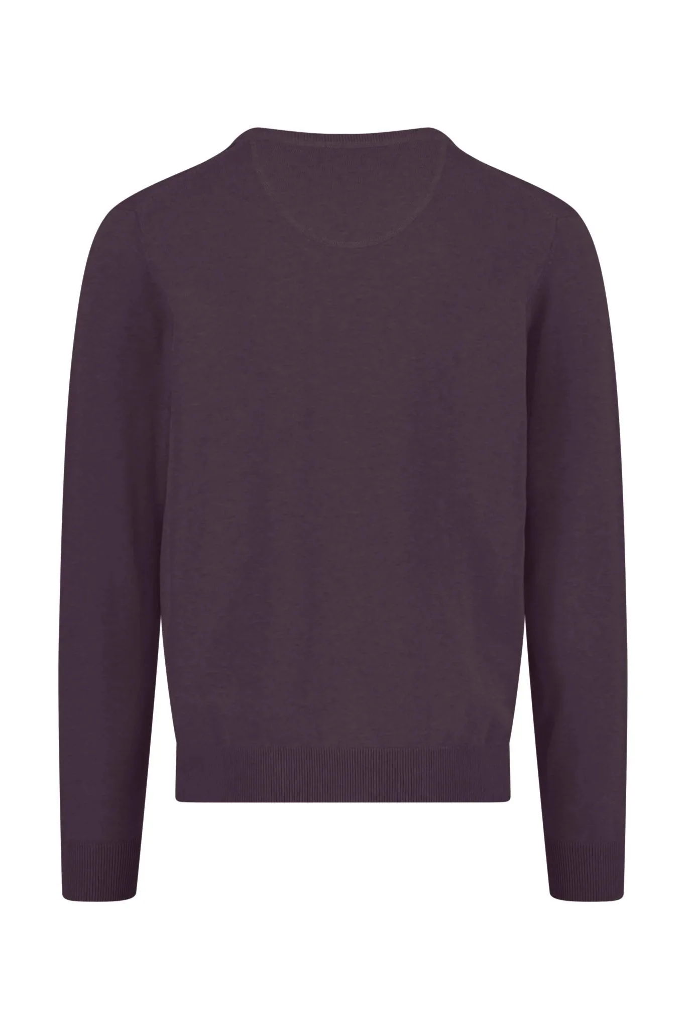 Superfine Cotton V-Neck Jumper - Aubergine - Image 2