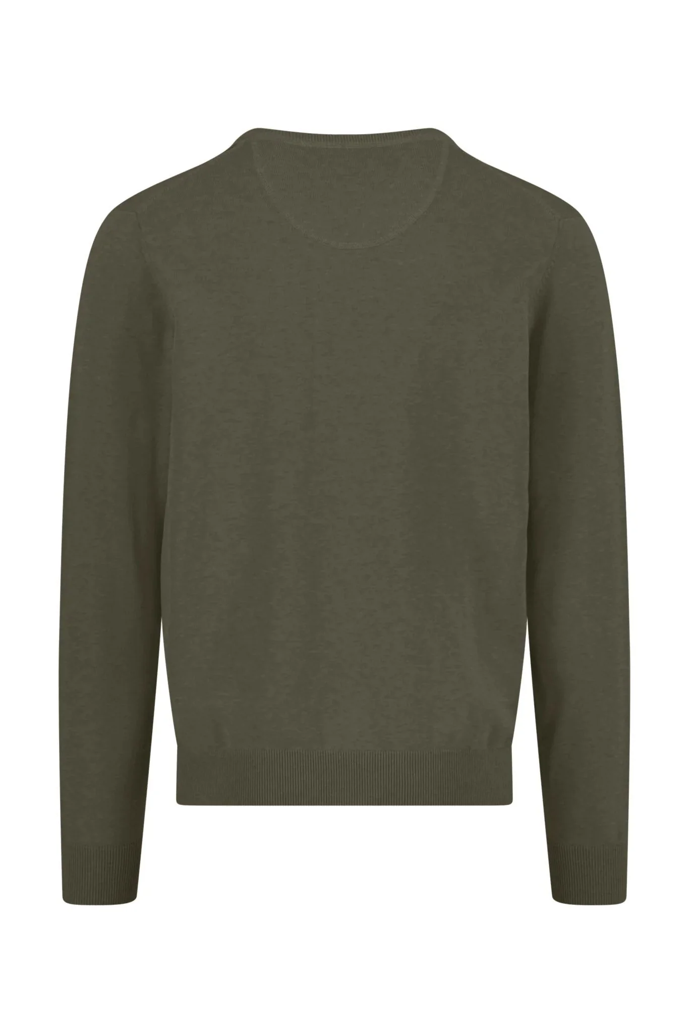 Superfine Cotton V-Neck Jumper - Dark Khaki - Image 2