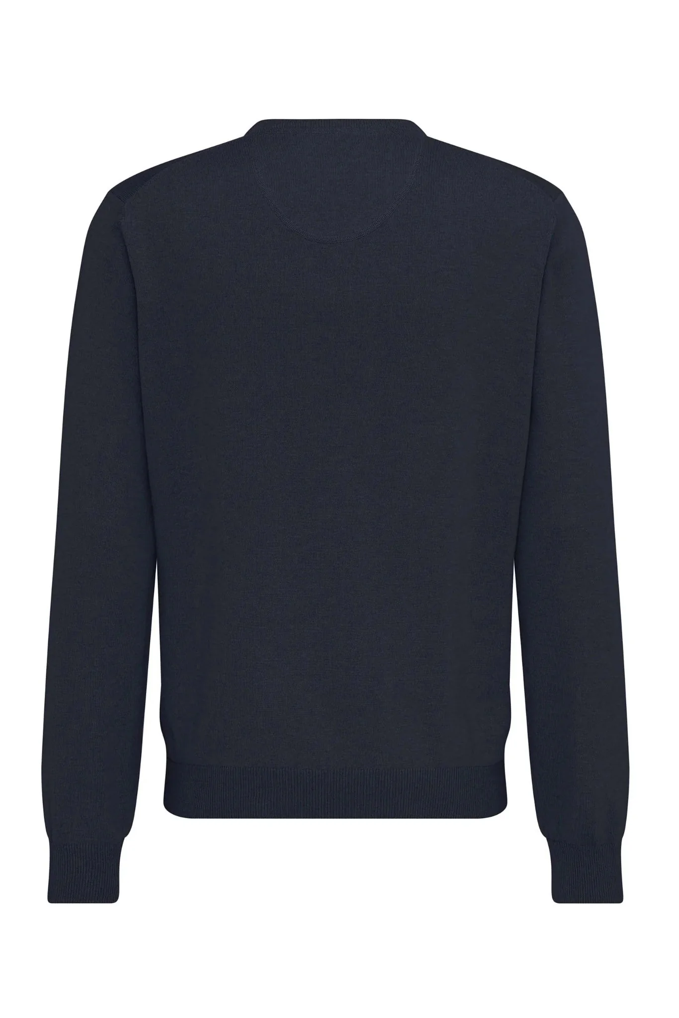Superfine Cotton V-Neck Jumper - Navy - Image 2