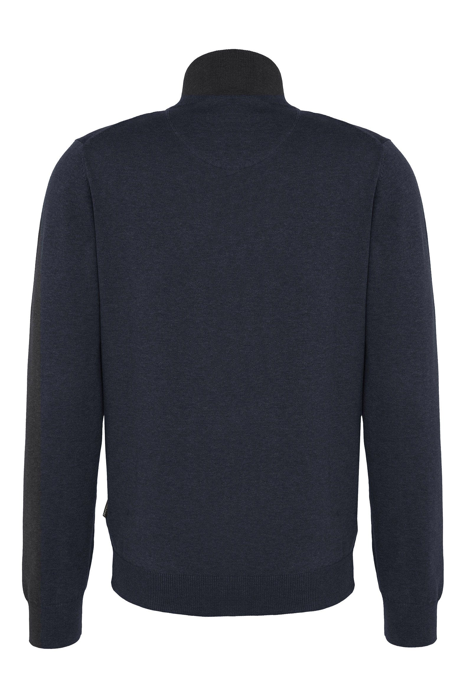 Superfine Cotton Zip-Through Cardigan - Navy - Image 2