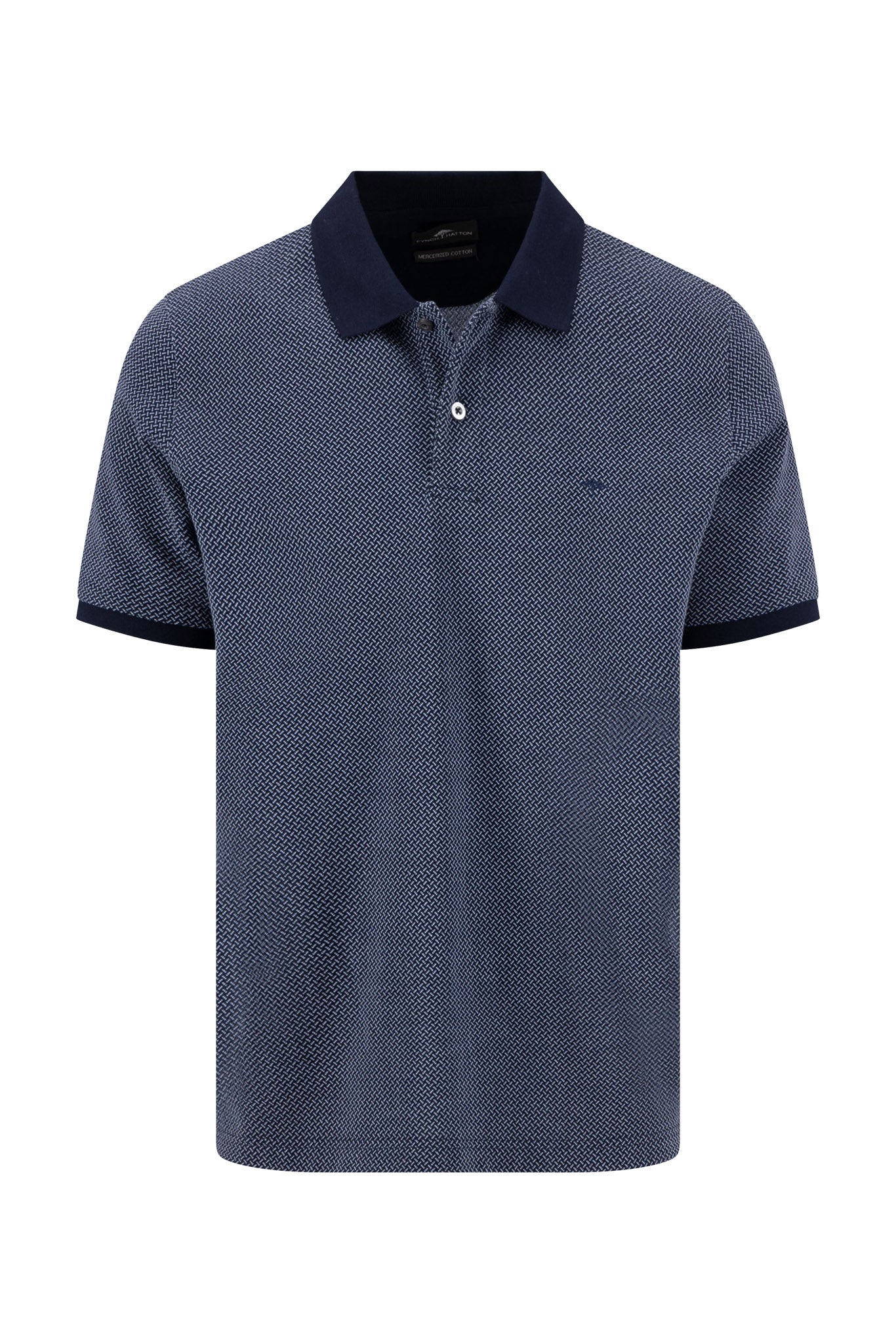 Two Tone Mercerised Cotton Polo - Navy
