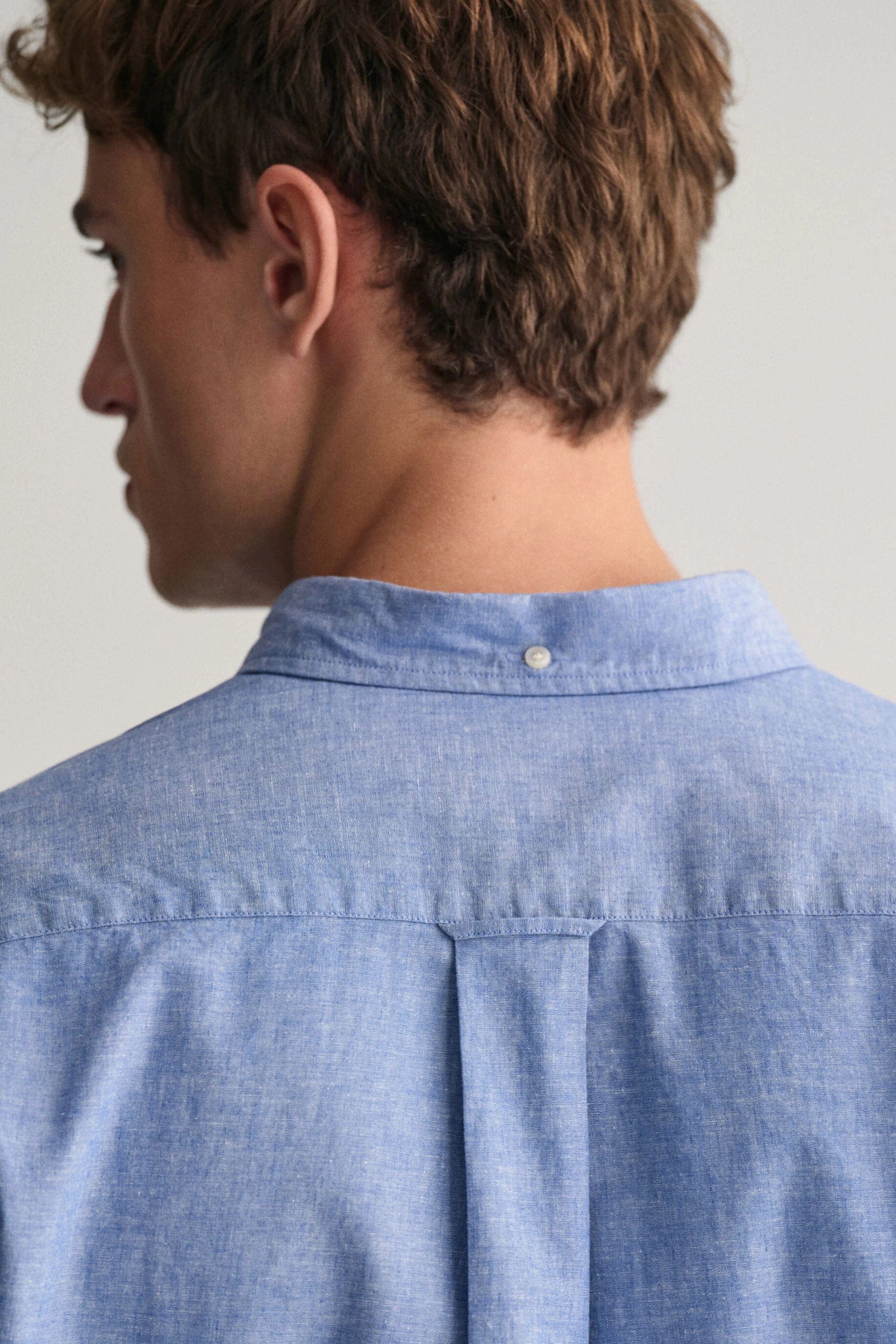 Linen Mix Plain Regular Fit Long Sleeve Shirt - Rich Blue - Image 6