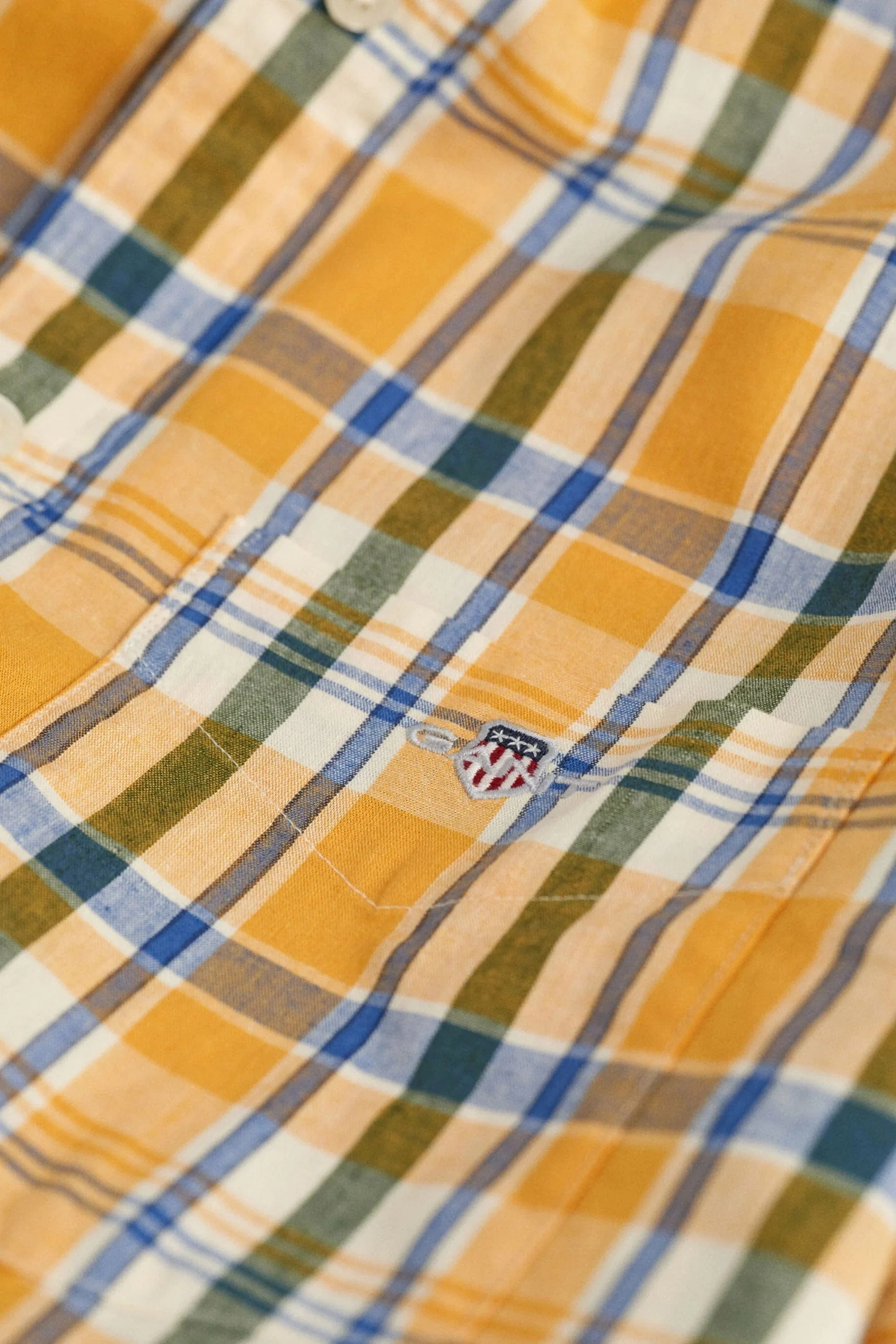 Regular Fit Linen Mix Check Short Sleeve Shirt - Faded Orange - Image 2