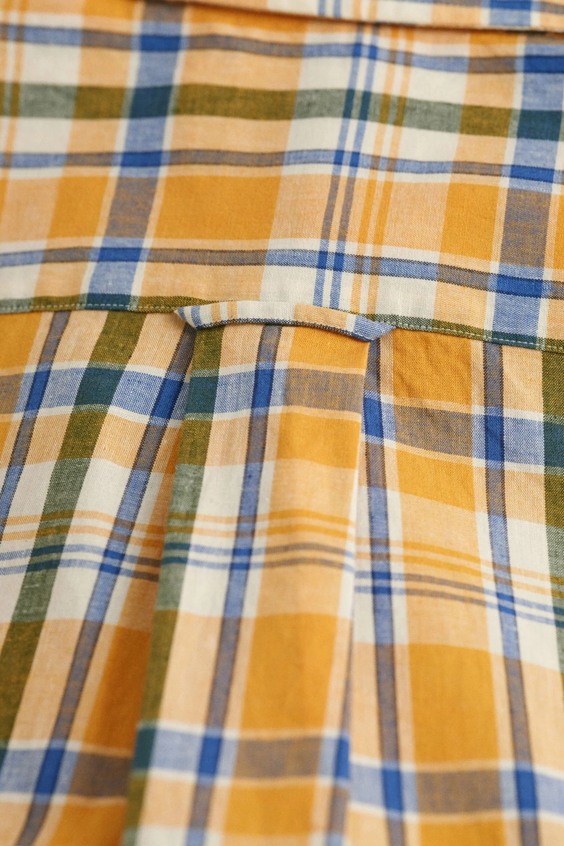 Regular Fit Linen Mix Check Short Sleeve Shirt - Faded Orange - Image 3