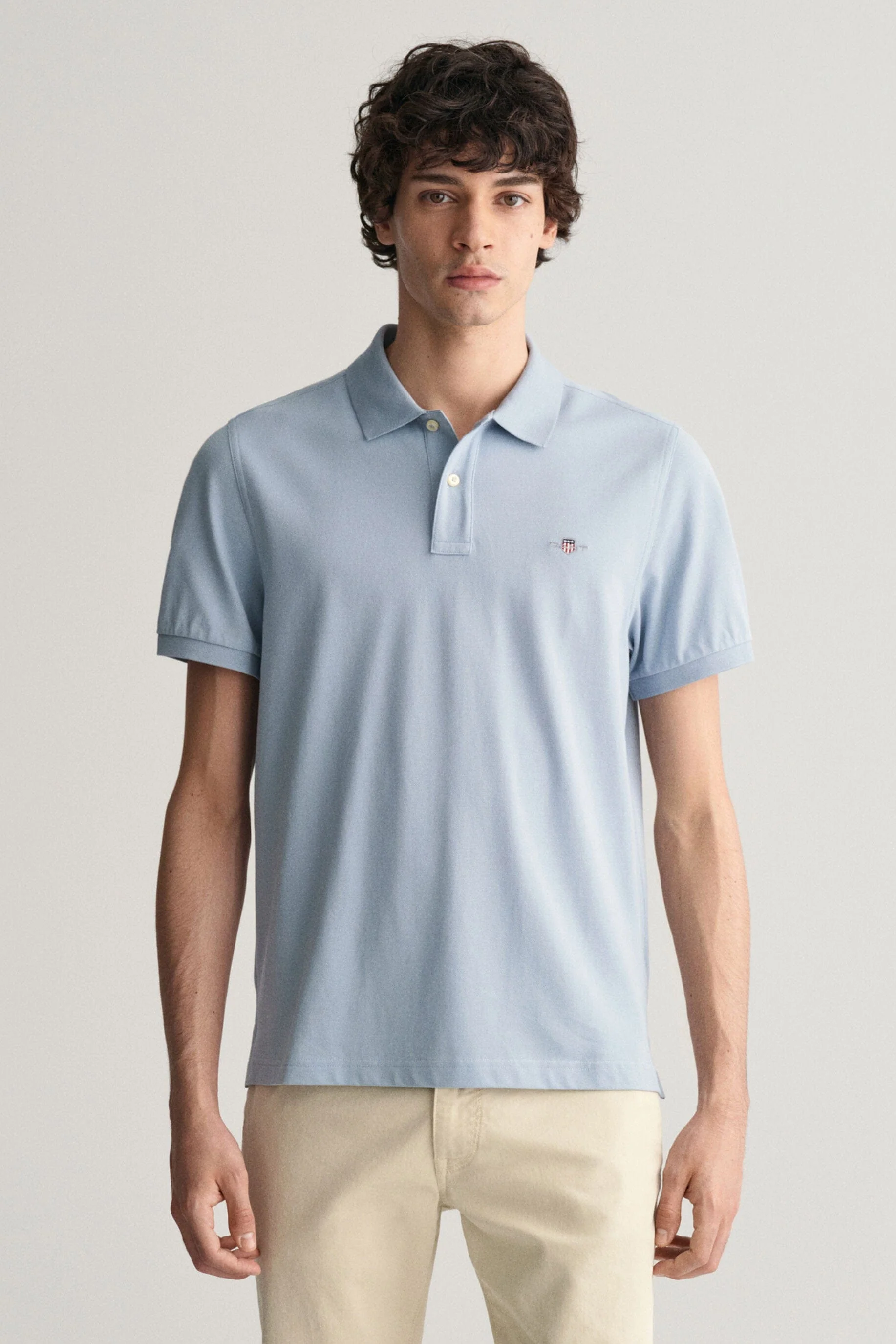 Regular Fit Shield Pique Polo - Dove Blue - Image 2