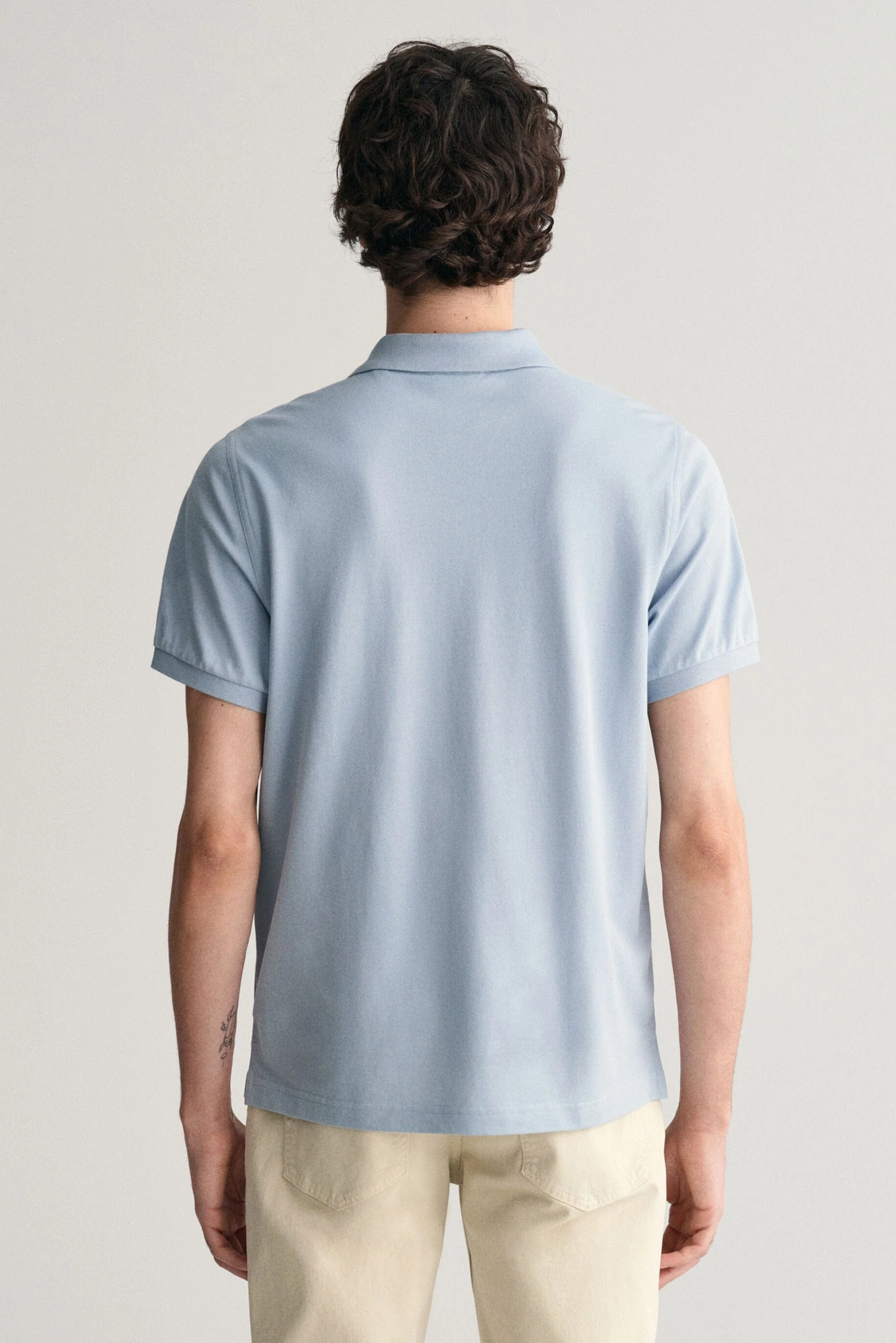 Regular Fit Shield Pique Polo - Dove Blue - Image 3