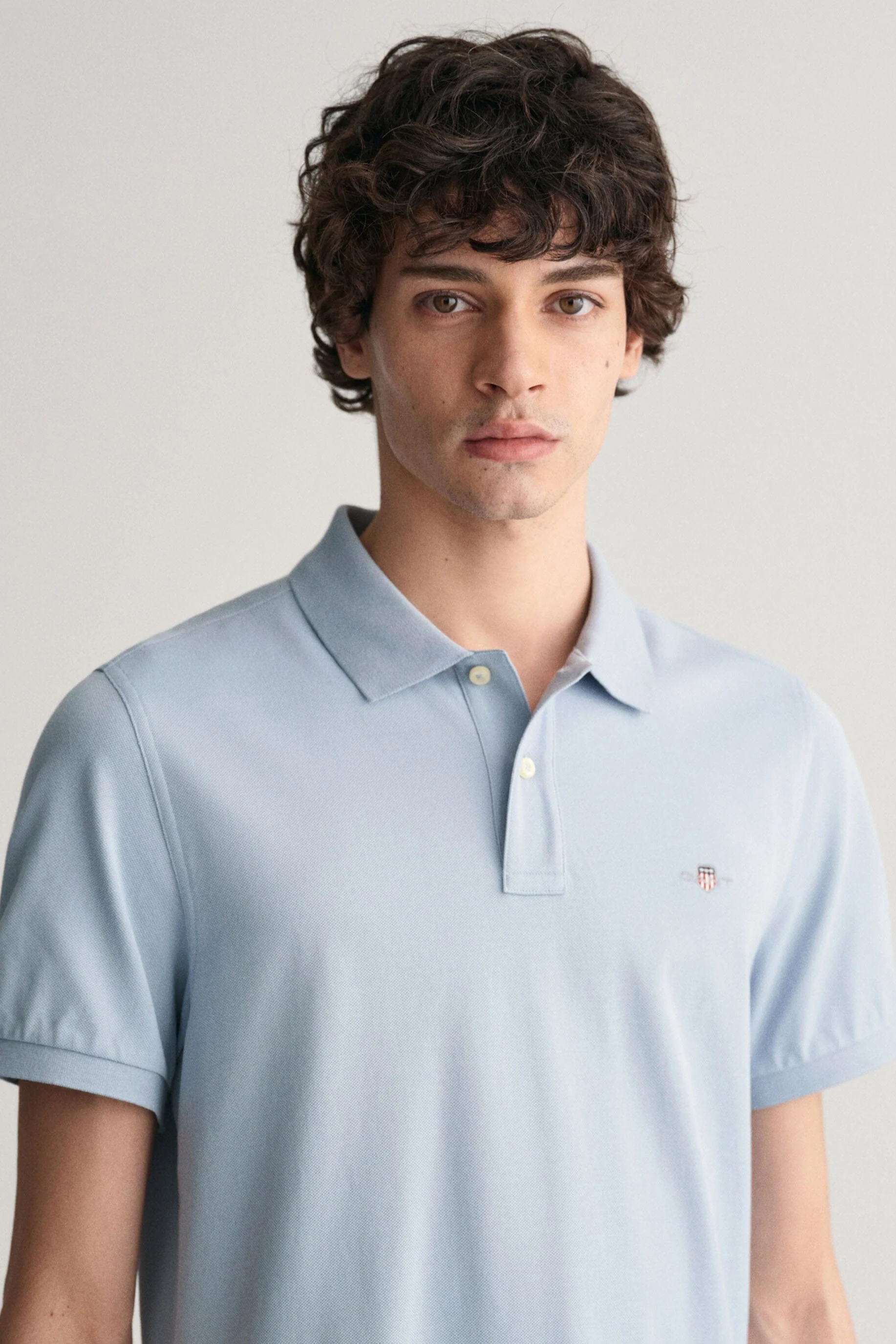 Regular Fit Shield Pique Polo - Dove Blue - Image 4