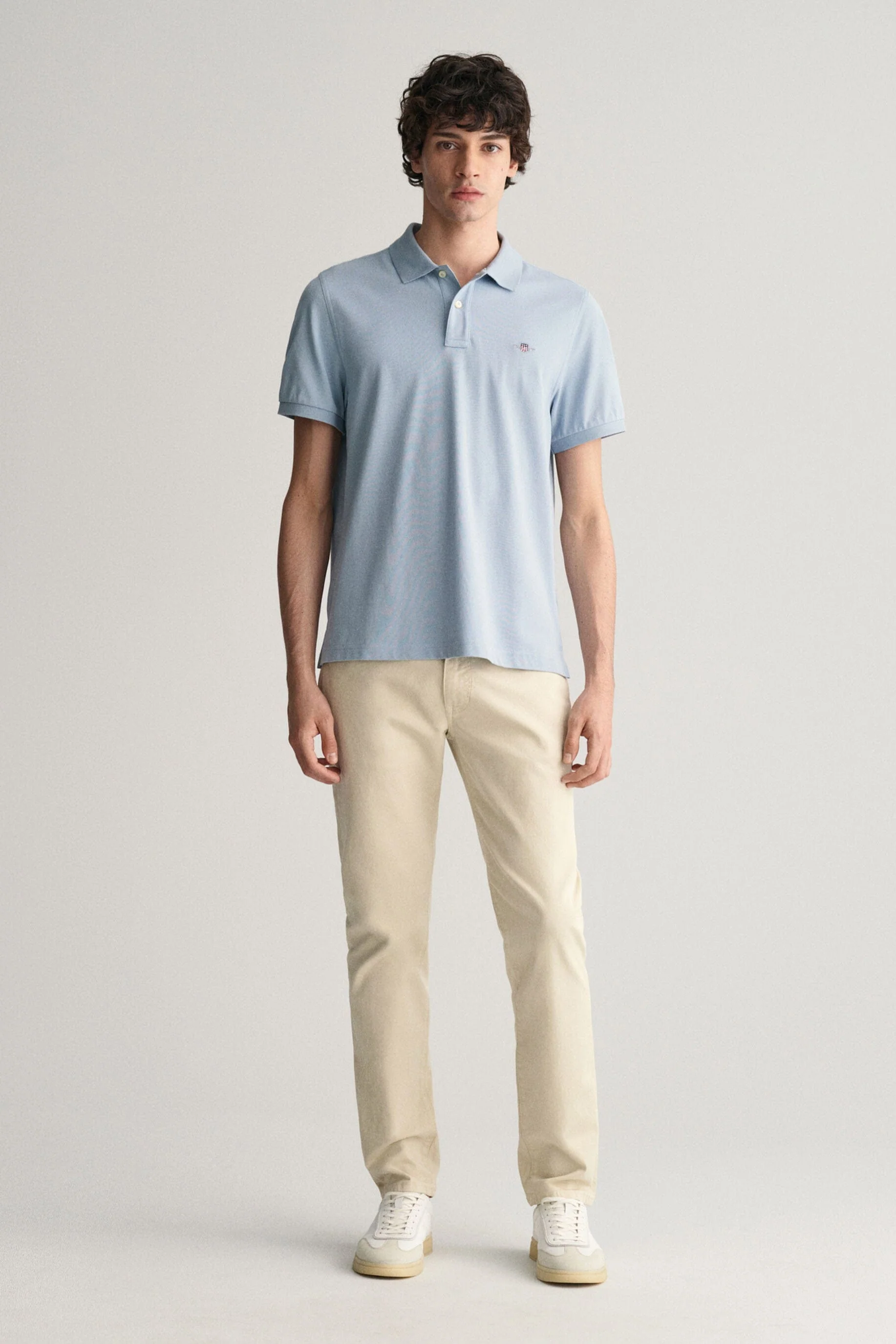 Regular Fit Shield Pique Polo - Dove Blue - Image 5