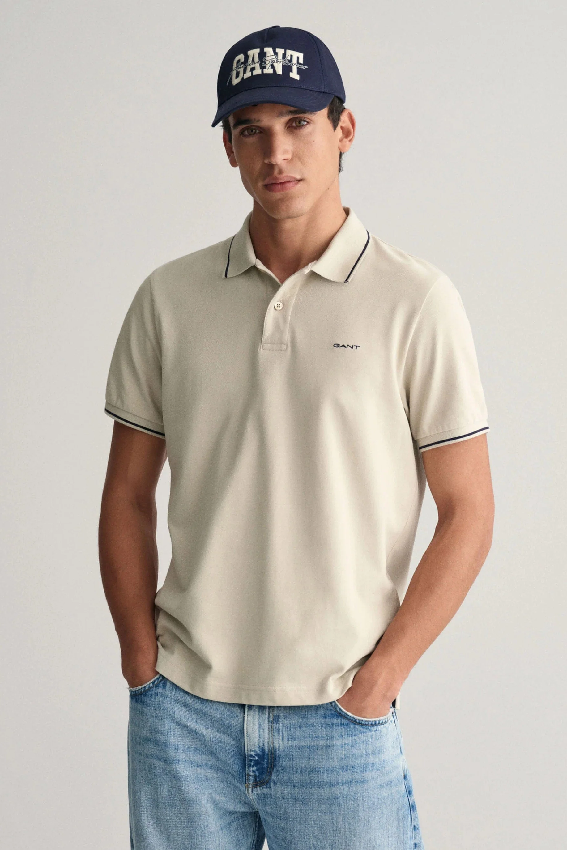 Regular Fit Shield Tipping Pique Polo - Silky Beige - Image 2