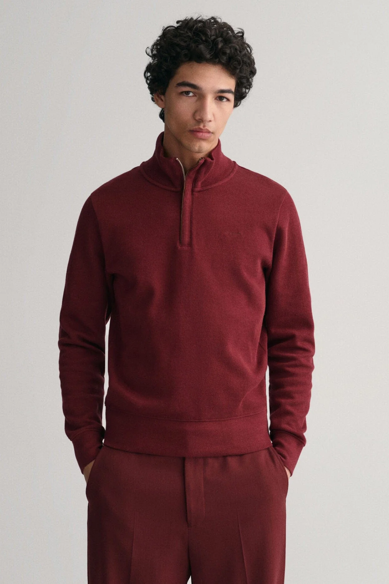 Sacker Rib Half Zip Sweatshirt - Plumped Red - Image 4