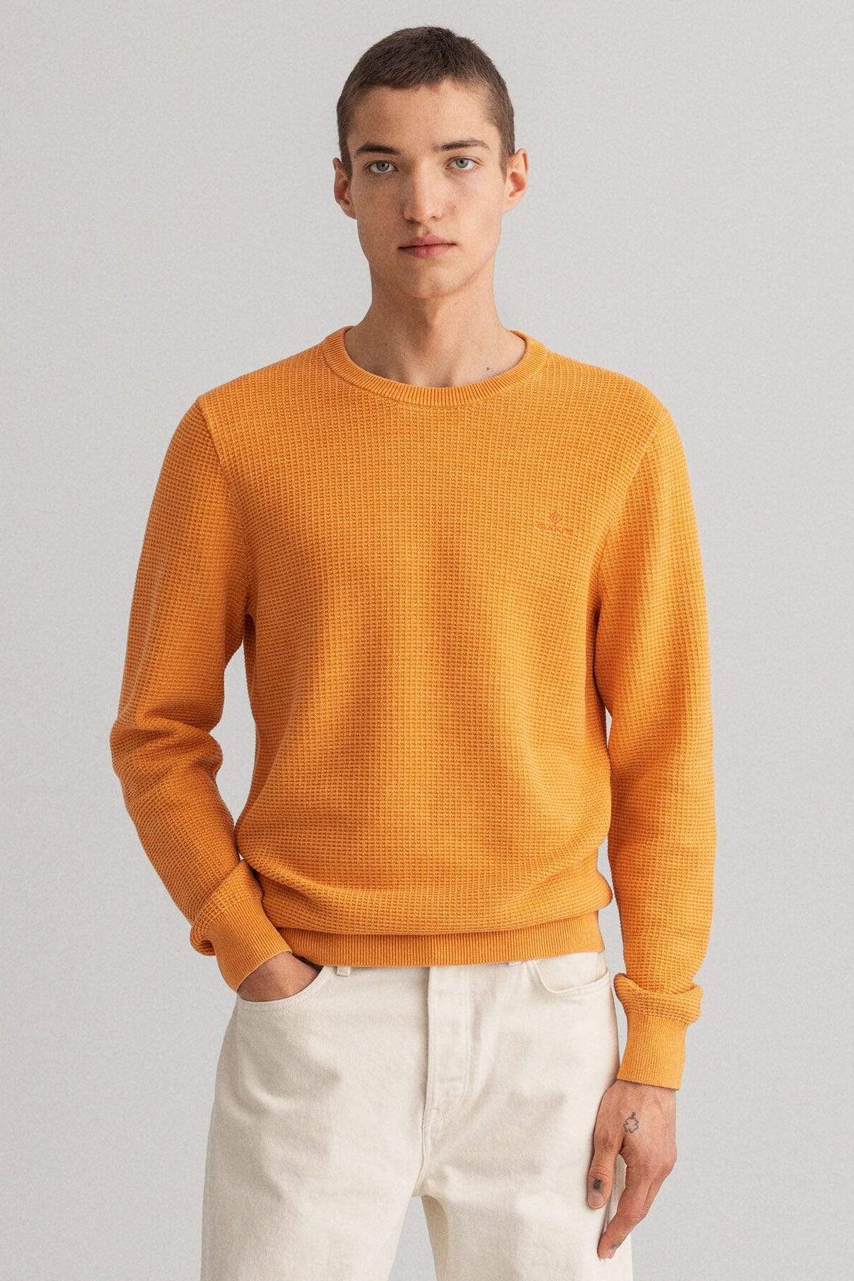 Sun Kissed Crew Neck Jumper - Dahlia Orange - Image 2
