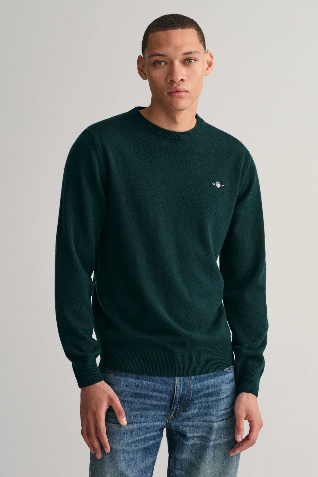 Superfine Lambswool Crew Neck - Tartan Green - Image 2