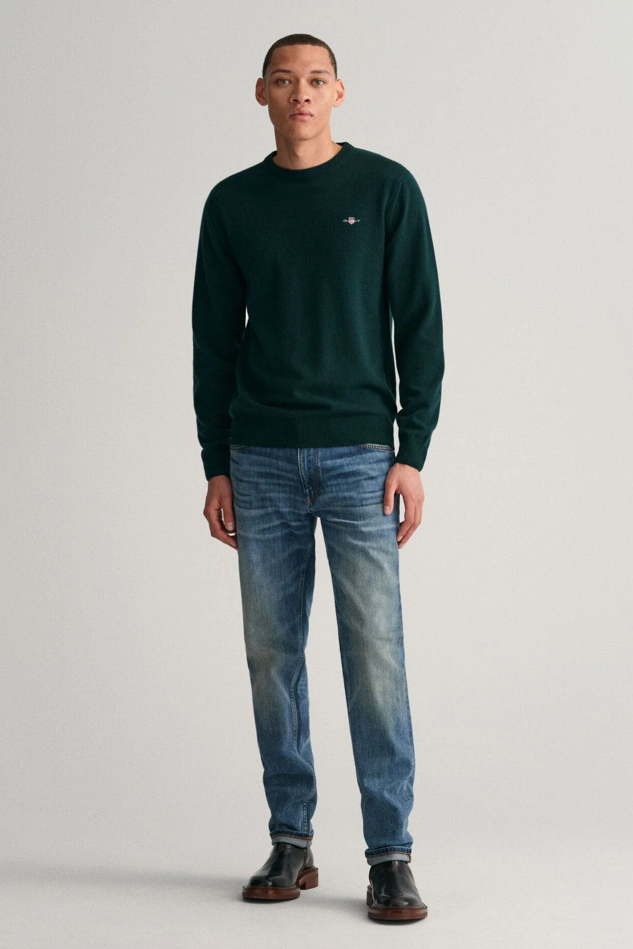 Superfine Lambswool Crew Neck - Tartan Green - Image 5