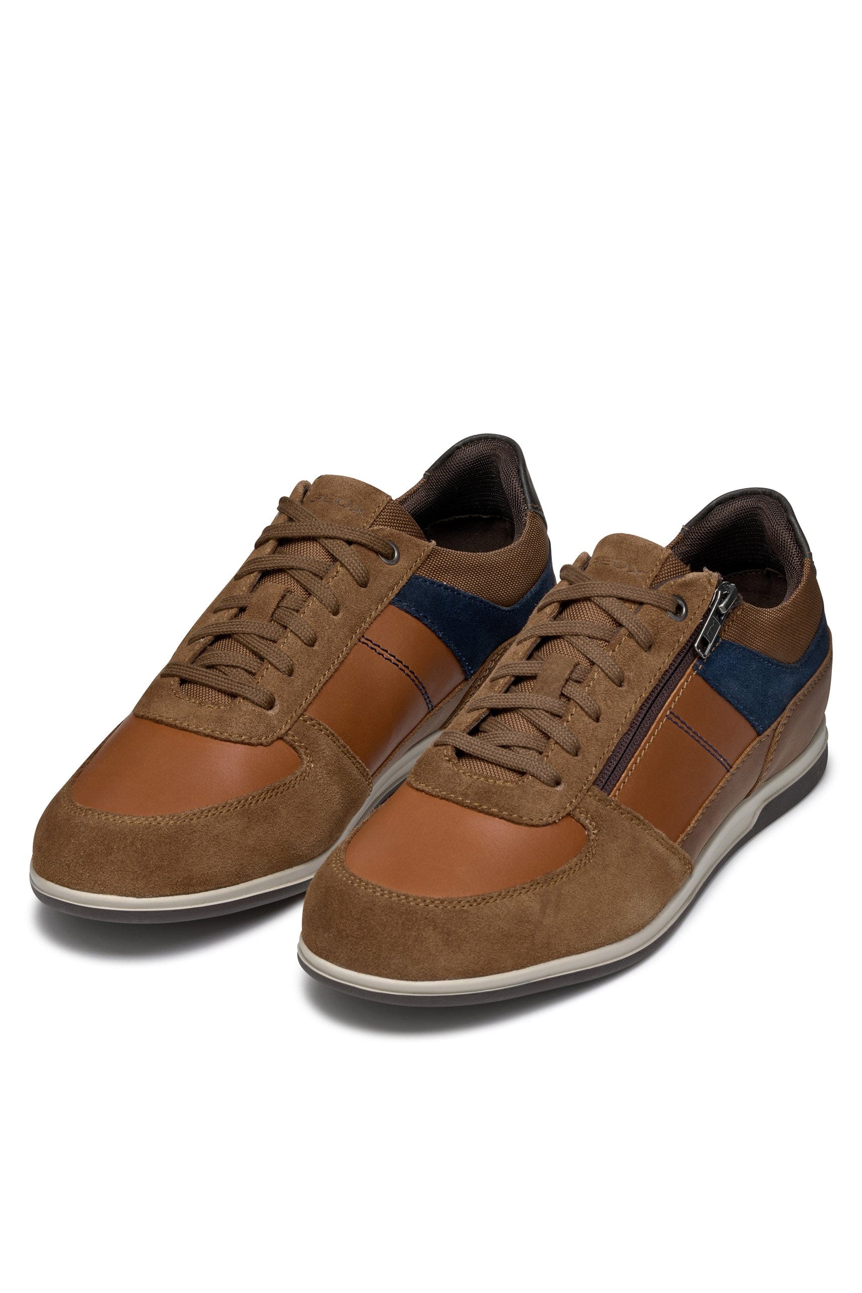 Renan B Suede and Waxed Leather Trainers - Browncotto/Navy - Image 3