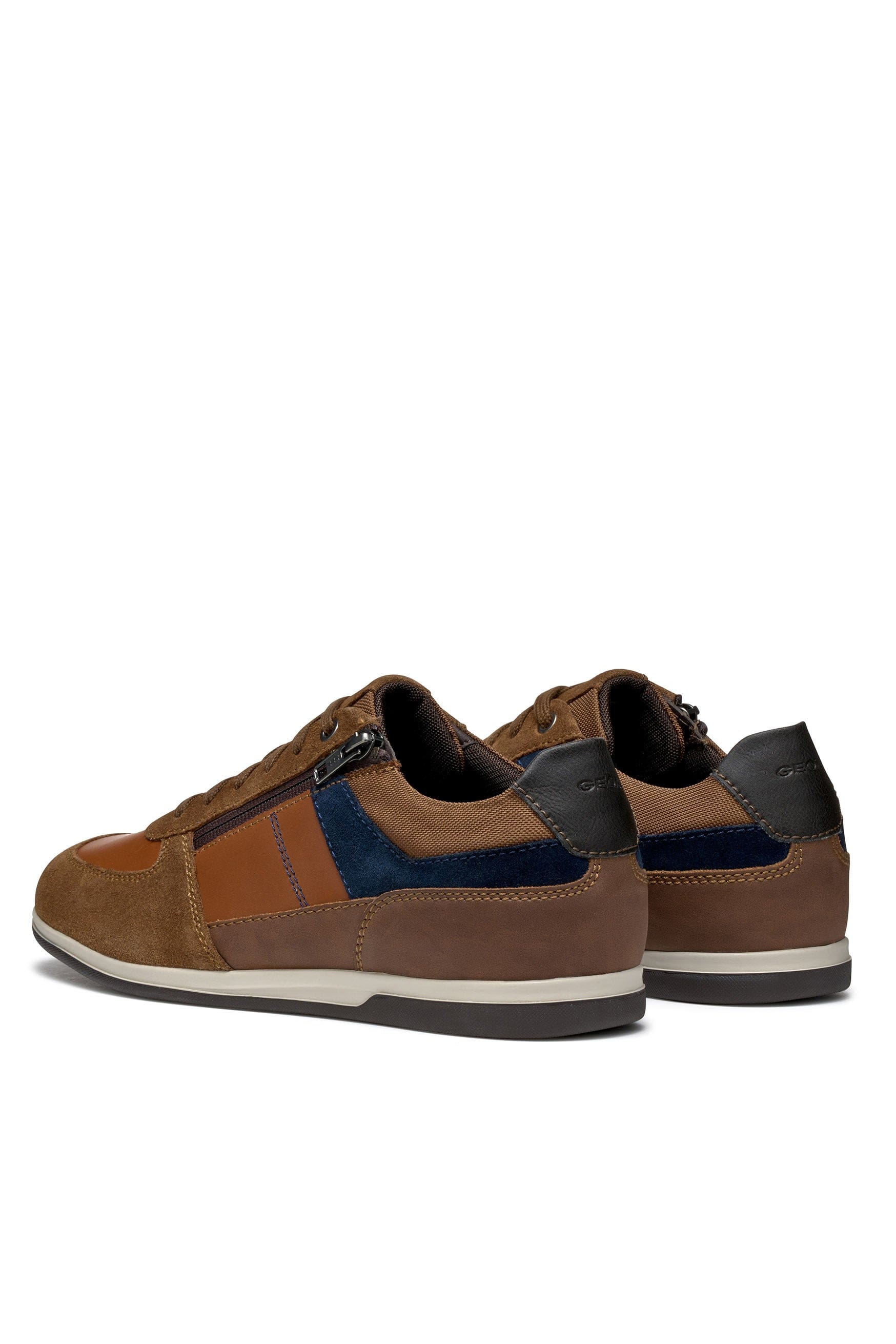 Renan B Suede and Waxed Leather Trainers - Browncotto/Navy - Image 4
