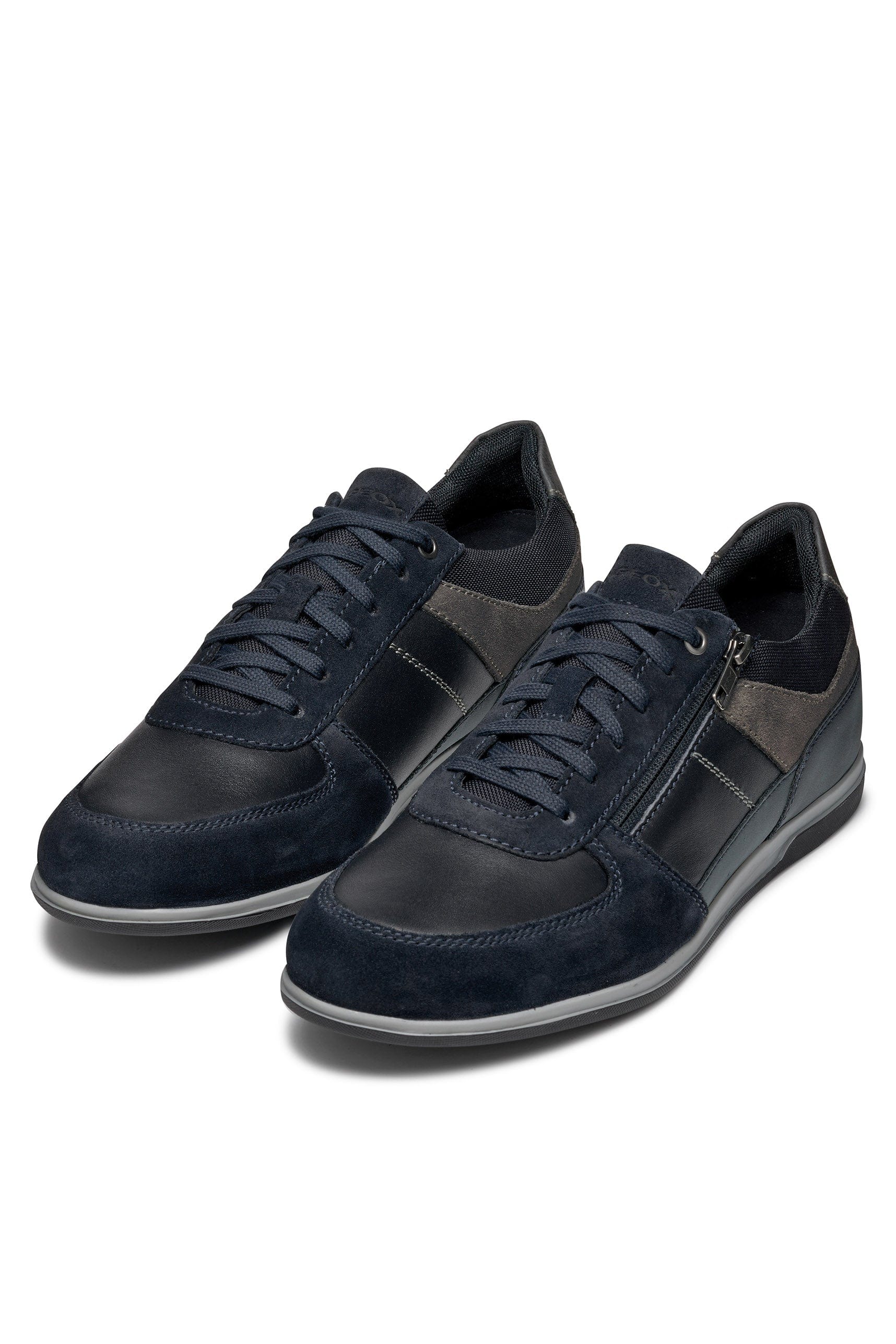 Renan B Suede and Waxed Leather Trainers - Navy/Grey - Image 3