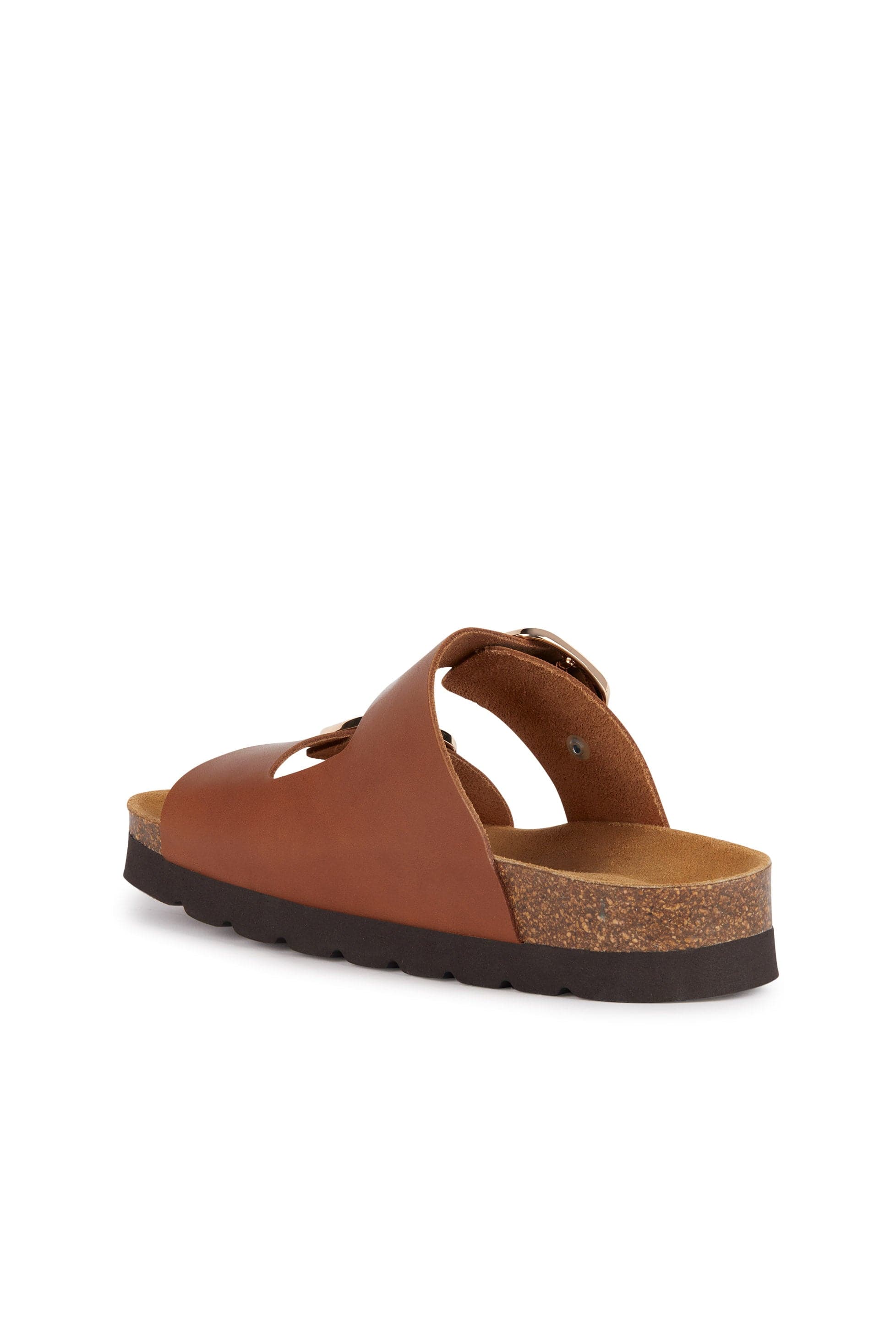 Womens Brionia Leather Slide Sandals - Brown - Image 3