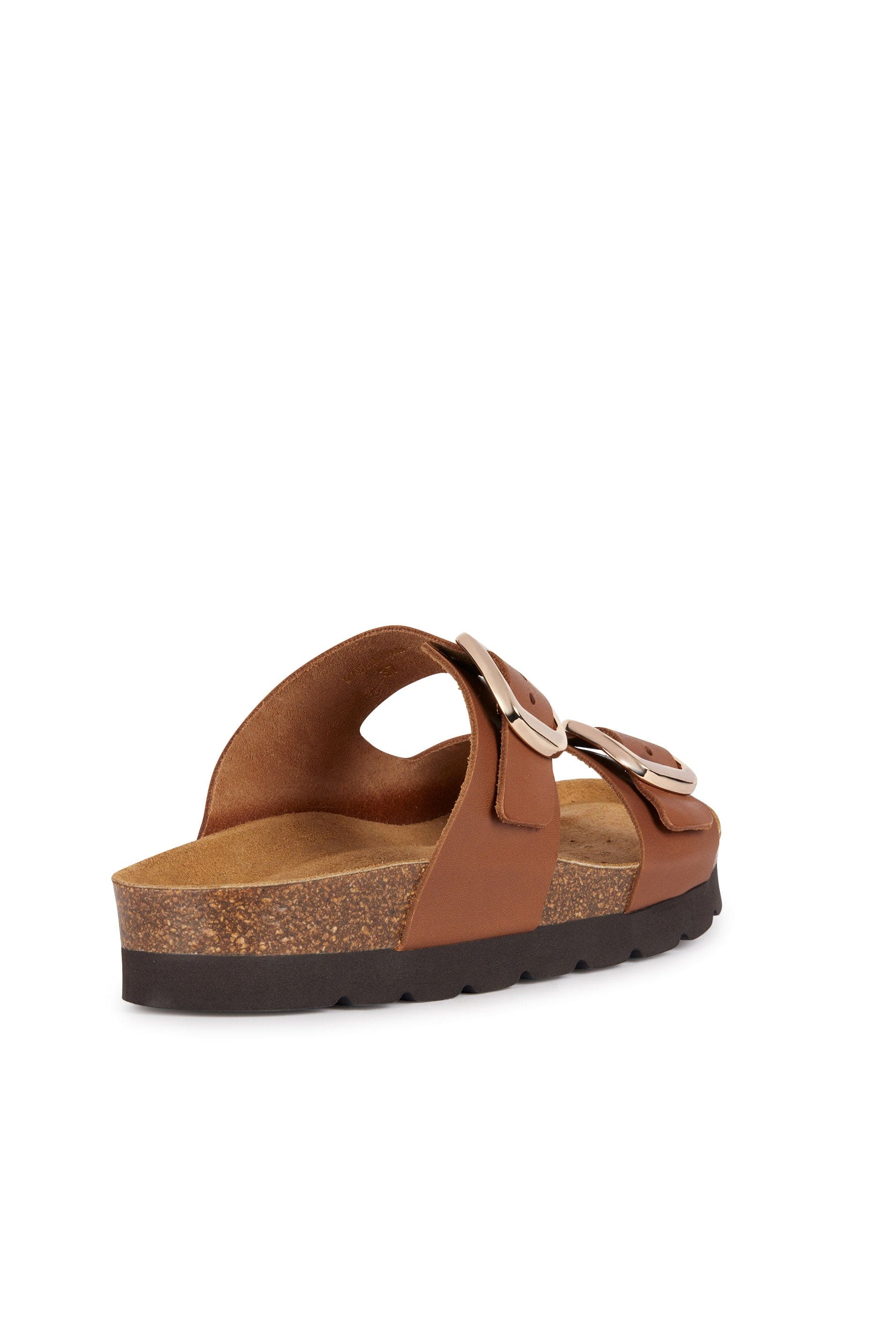 Womens Brionia Leather Slide Sandals - Brown - Image 4