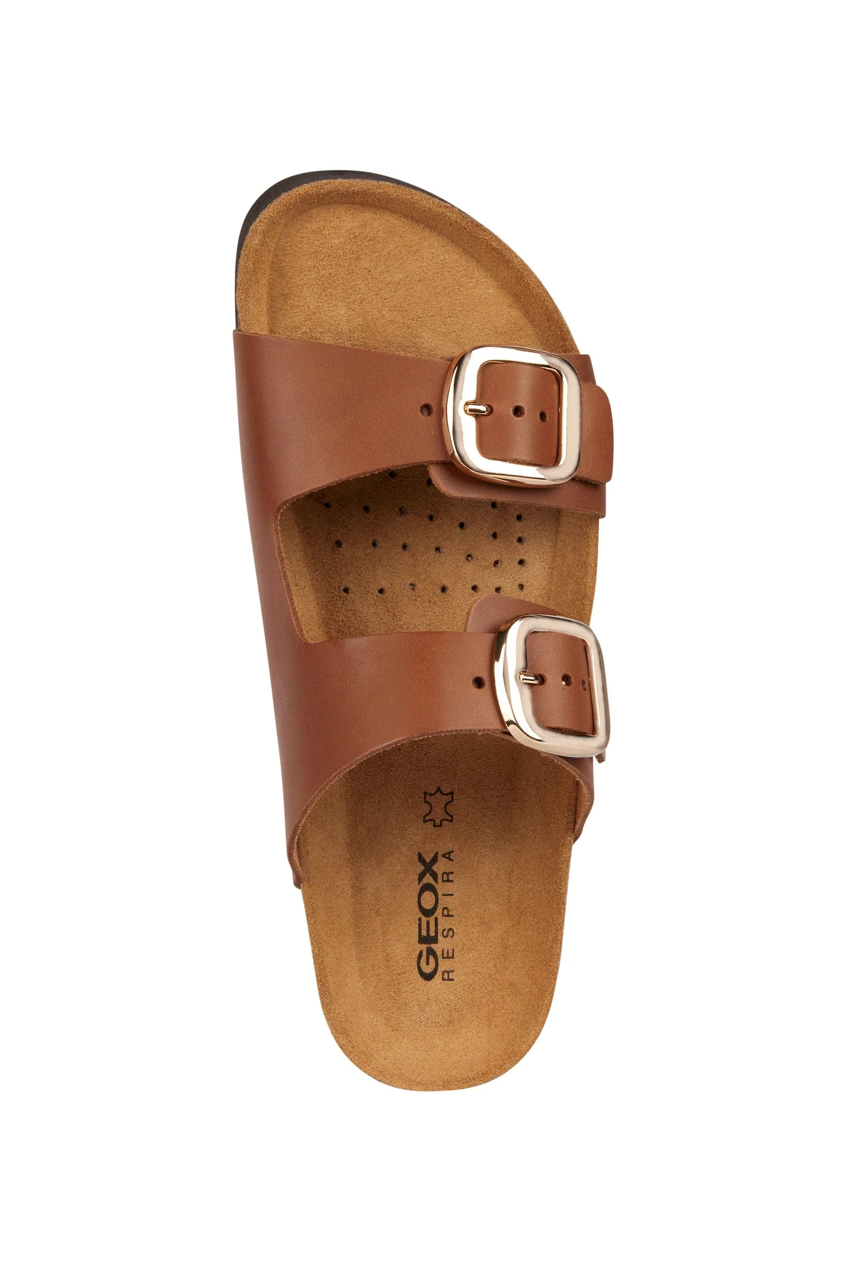 Womens Brionia Leather Slide Sandals - Brown - Image 5