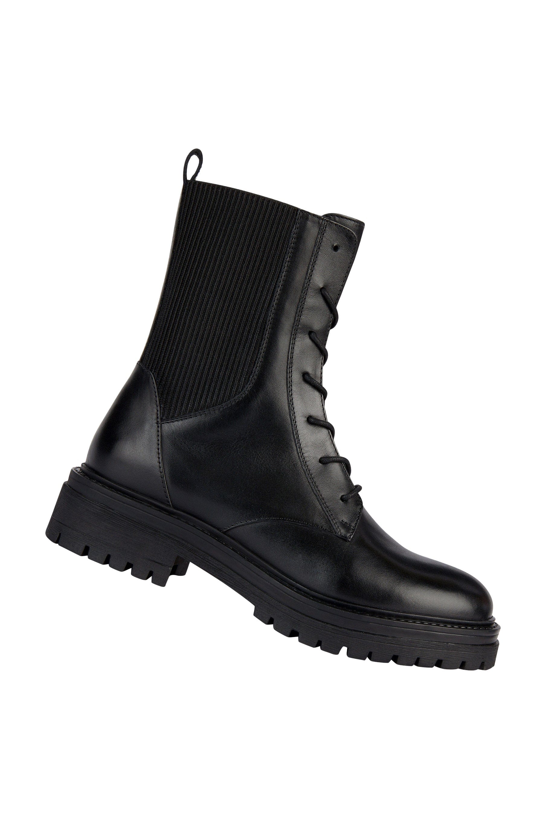 Womens Iridea N Leather Biker Ankle Boots - Black - Image 3