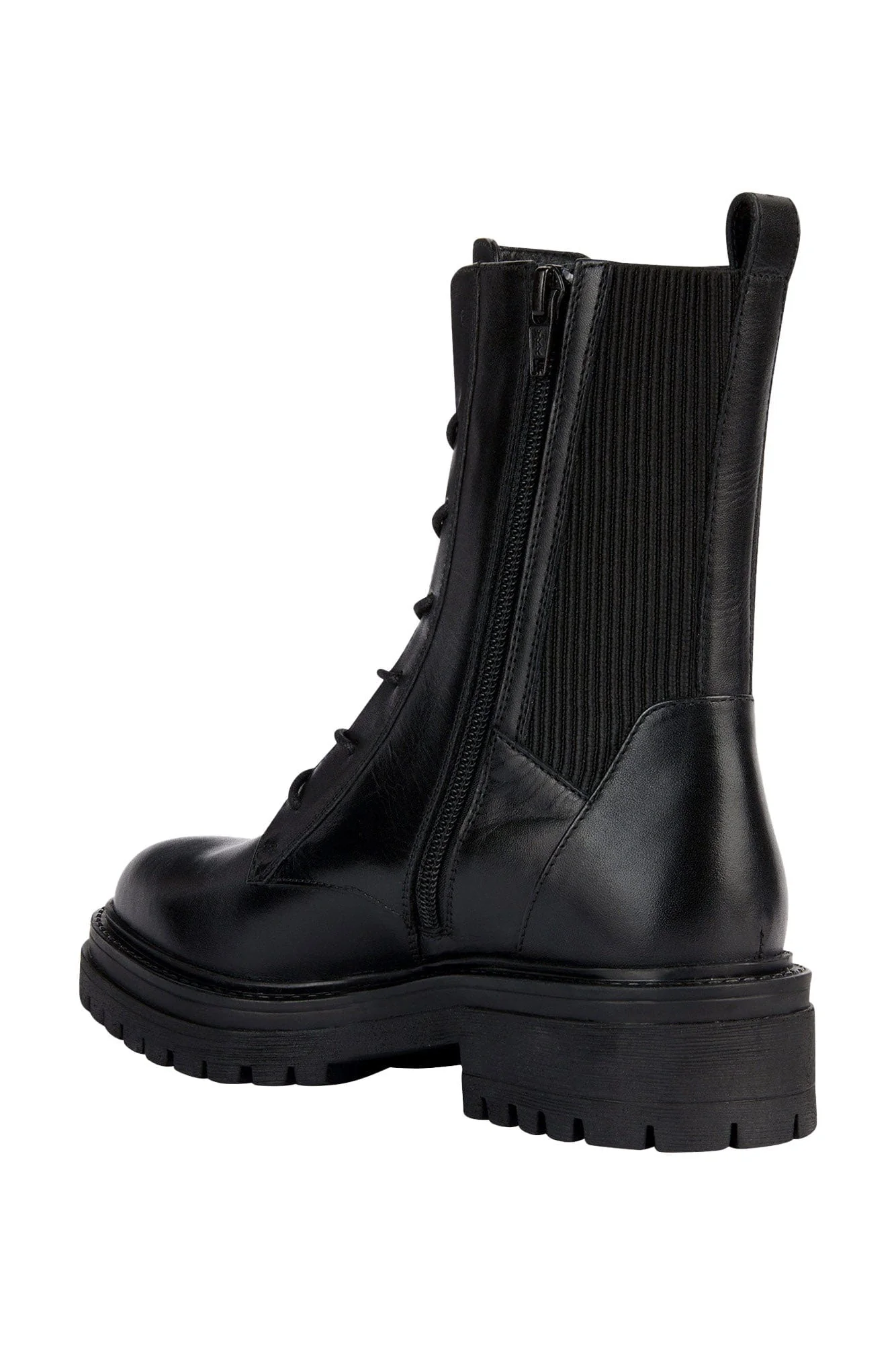 Womens Iridea N Leather Biker Ankle Boots - Black - Image 4