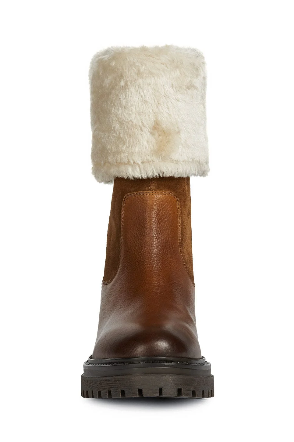 Women's Iridea Suede & Leather Faux Fur Lined Boots - Cognac - Image 4