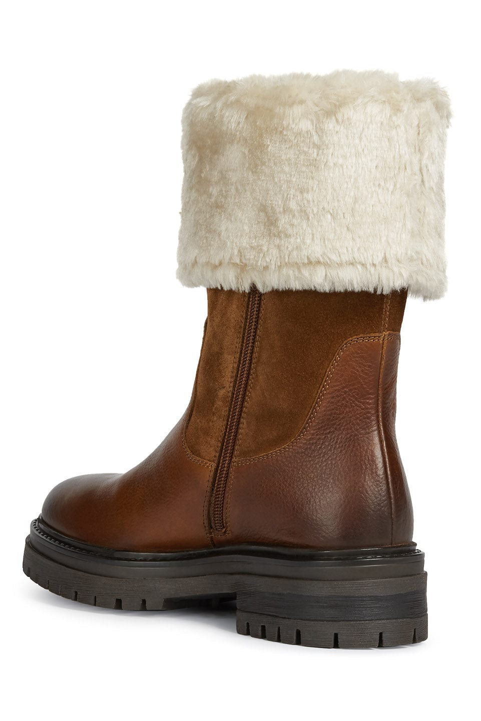 Women's Iridea Suede & Leather Faux Fur Lined Boots - Cognac - Image 6