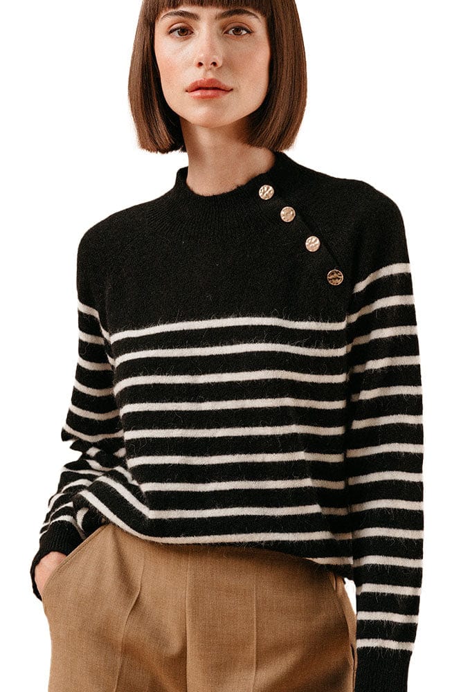 Louisette Stripe Jumper - Noir