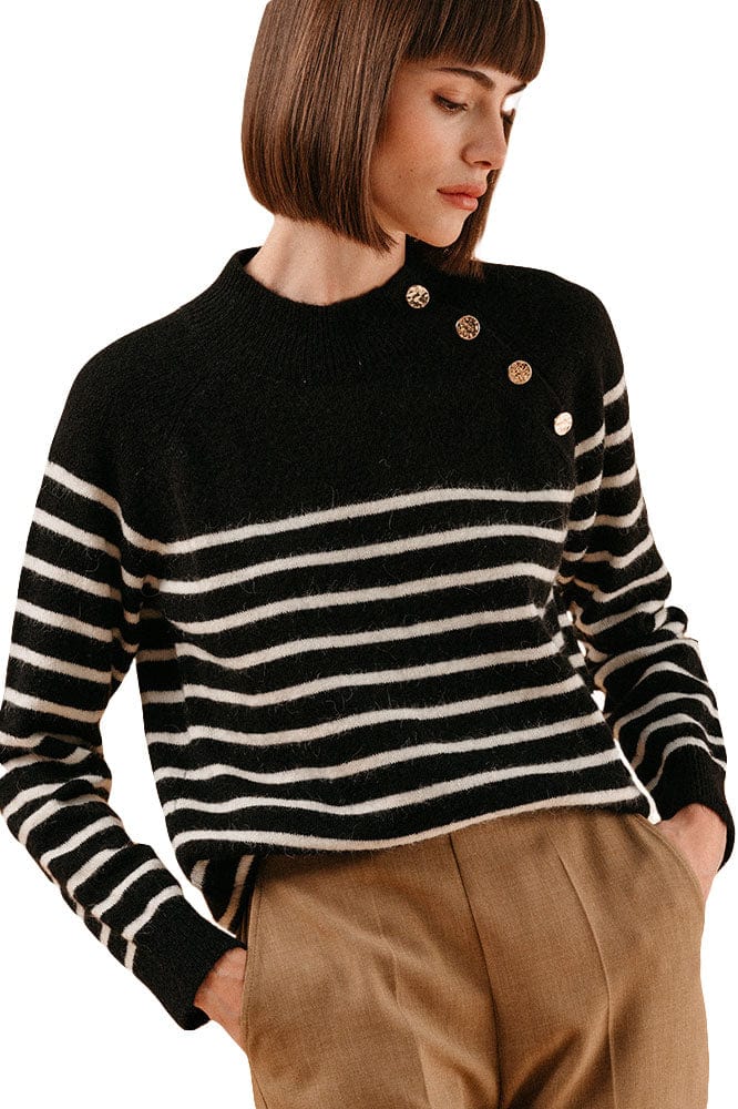 Louisette Stripe Jumper - Noir - Image 2