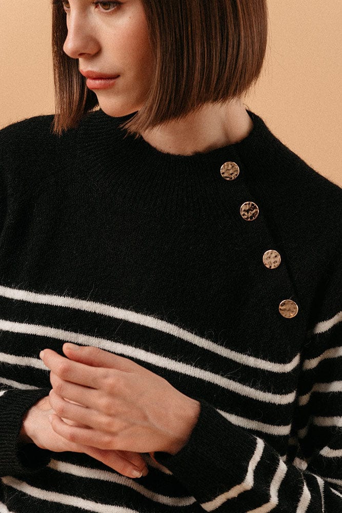 Louisette Stripe Jumper - Noir - Image 3