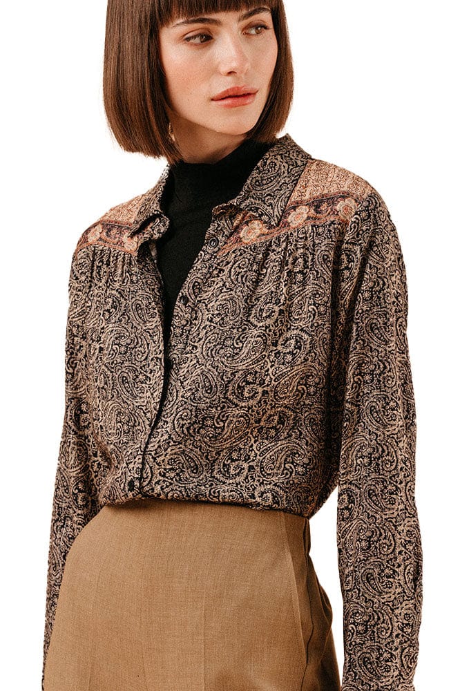 Lovina Paisley Print Shirt - Noir